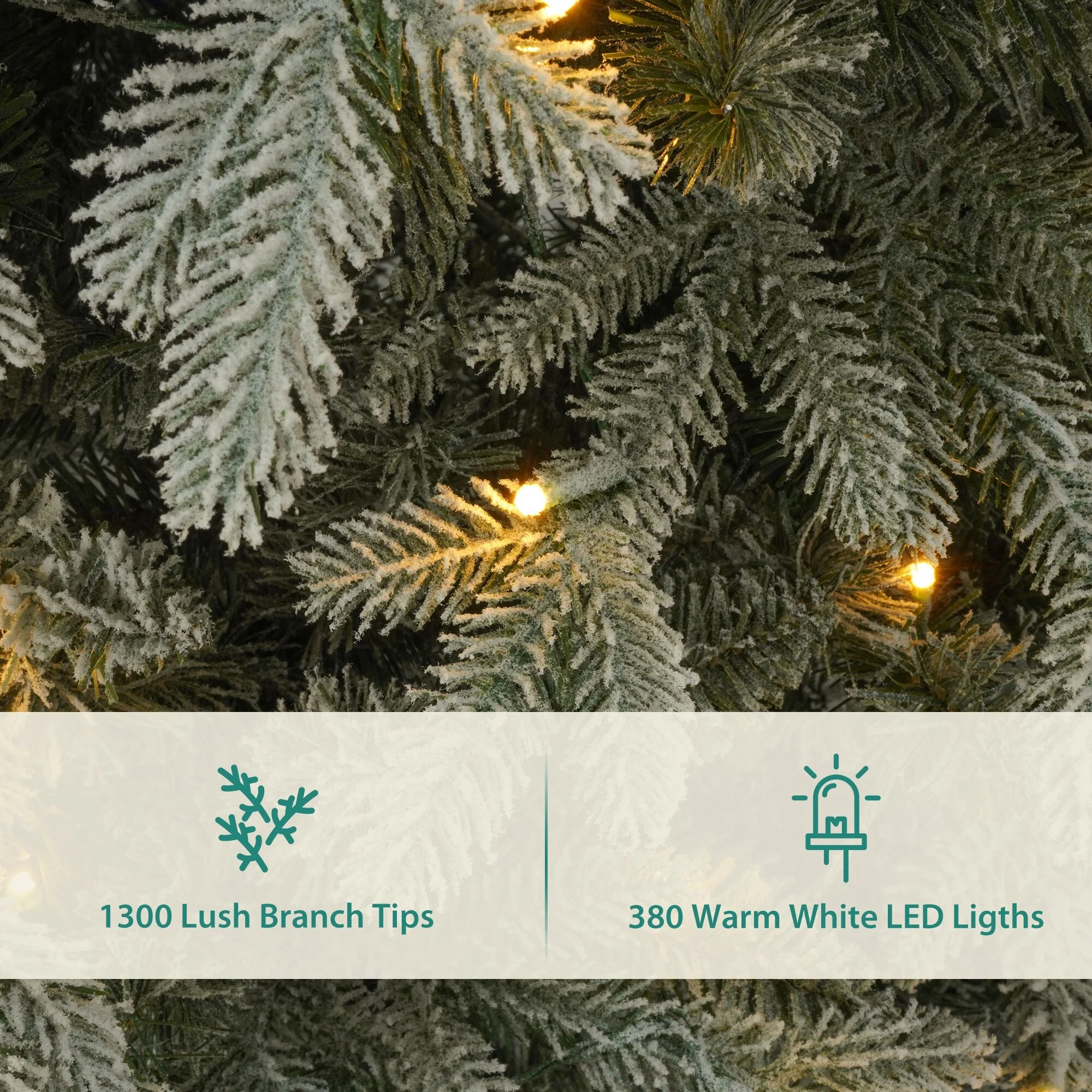 Artificial 7ft Christmas Tree and 23.6in Wreath Set with 430 LEDs