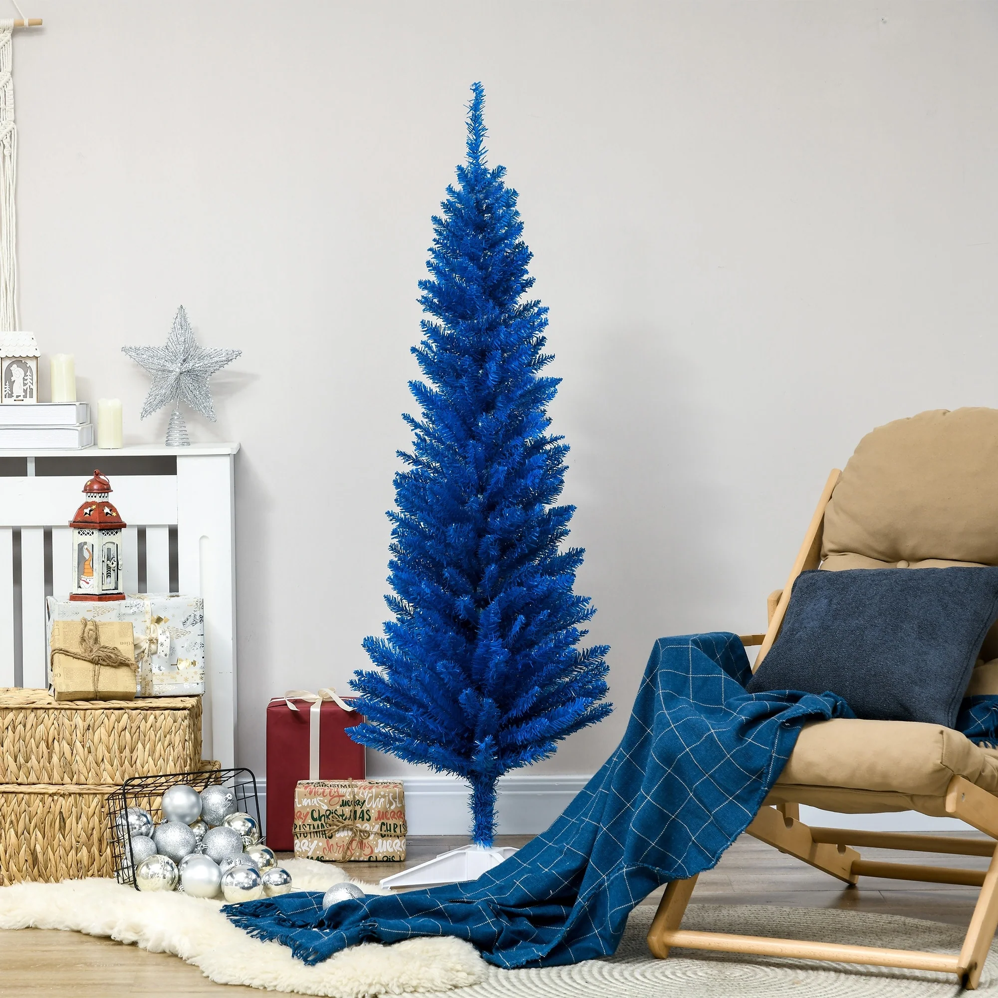 Artificial Pencil Christmas Tree, 5FT/7FT, Space-Saving Design for Apartments