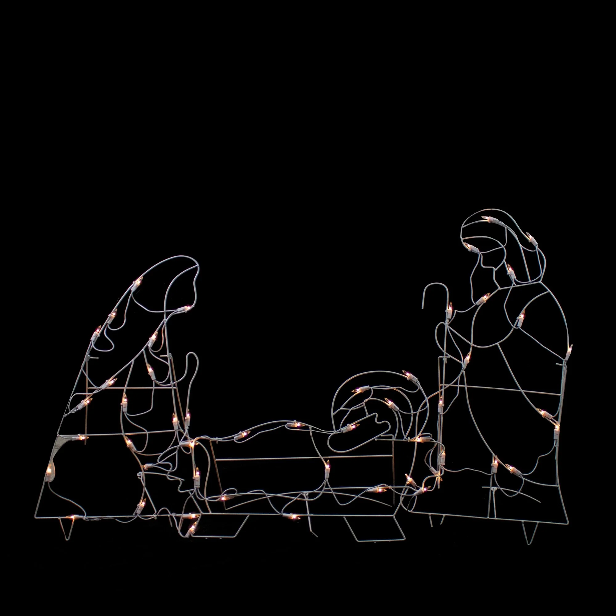 3-Piece Lighted Holy Family Nativity Scene Outdoor Christmas Decor Set - White