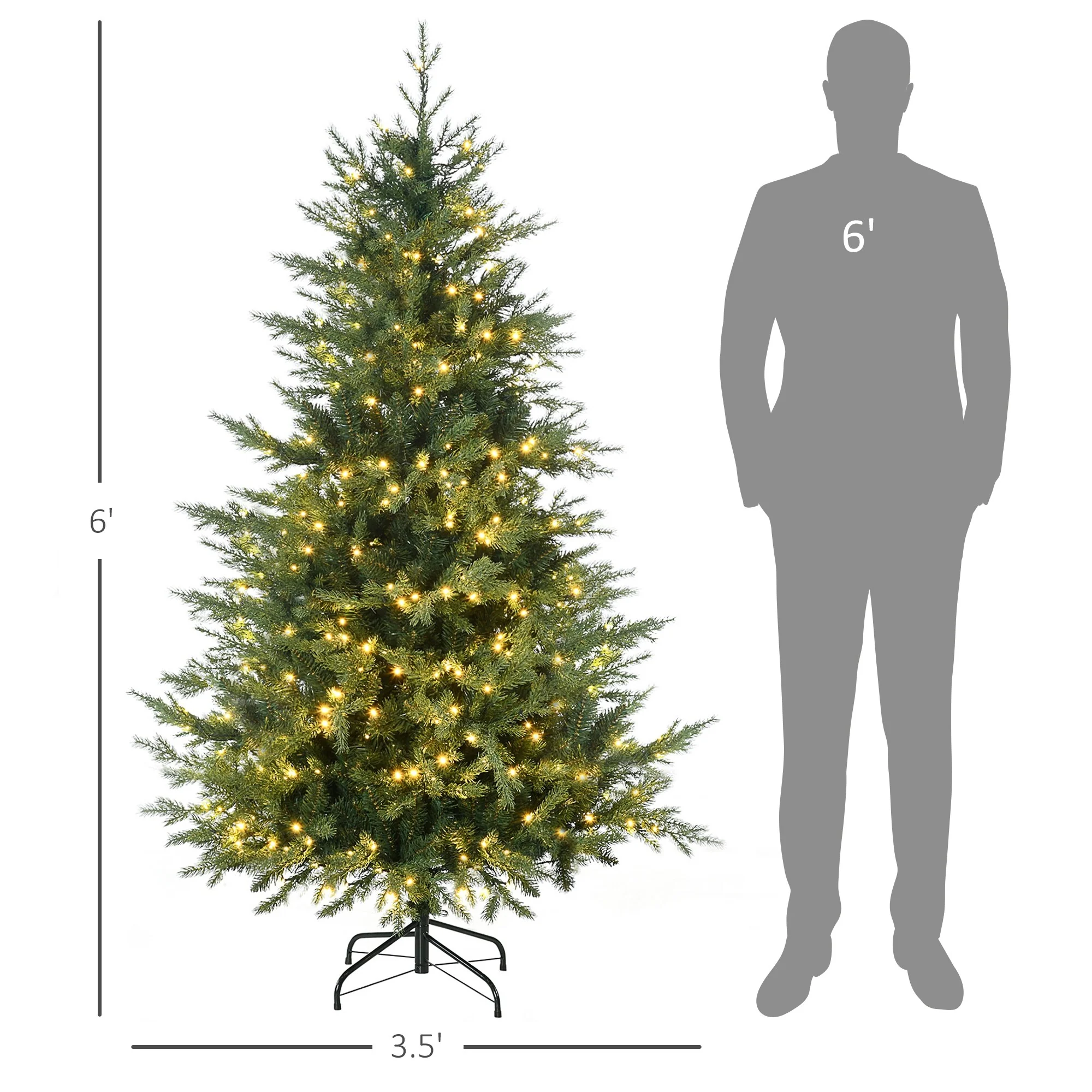 6' Tall Realistic Artificial Christmas Tree with 400 Energy-Efficient LED Lights, 8 Light Modes & Auto Open Design