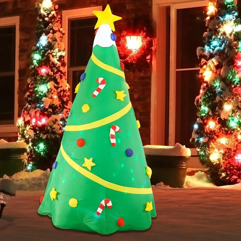 Joyfy 8ft Lighted Giant Christmas Tree Inflatable with Built-in Projection