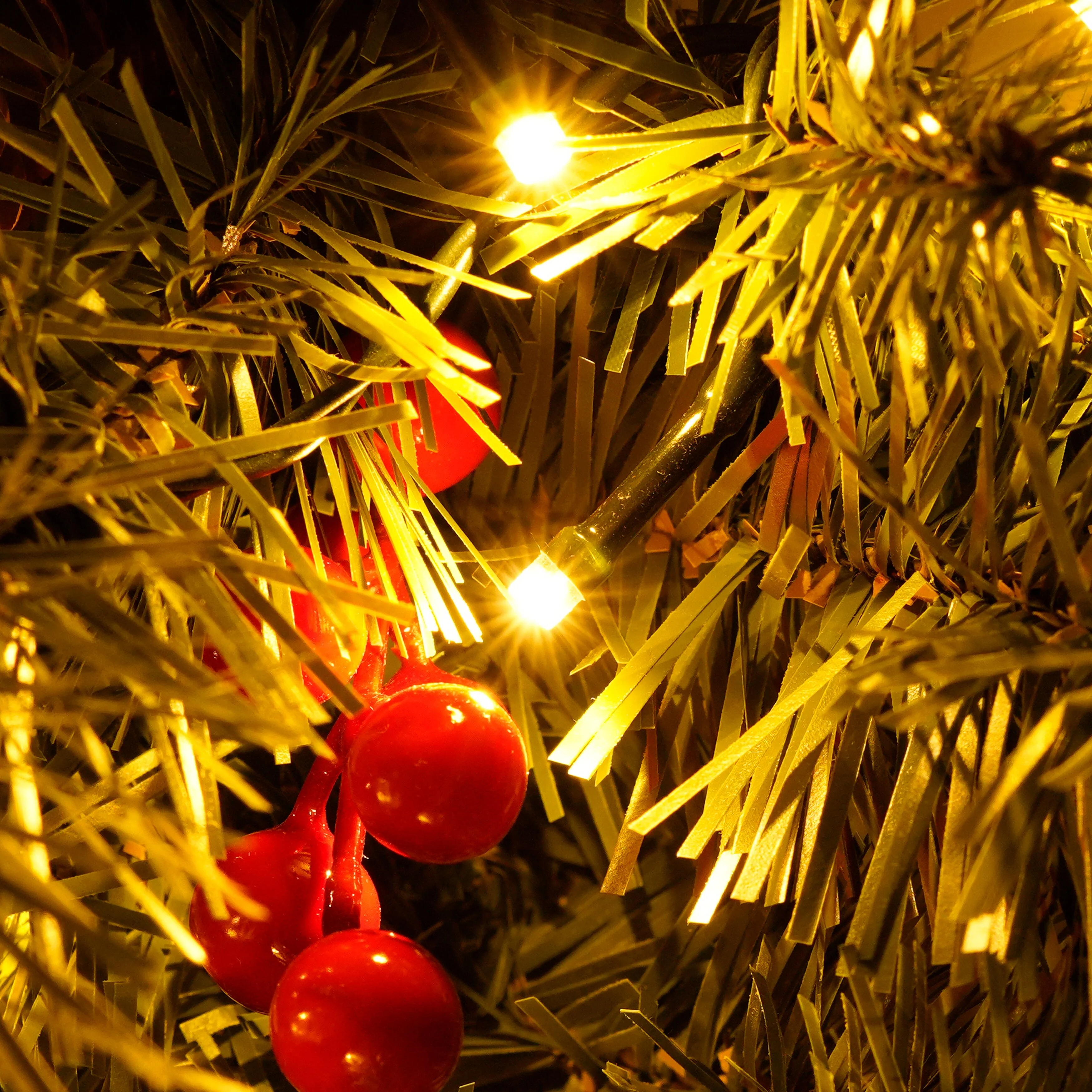 4-Piece Artificial Christmas Tree Set with LED Lights, 3FT Entrance Trees, Wreath & Garland.