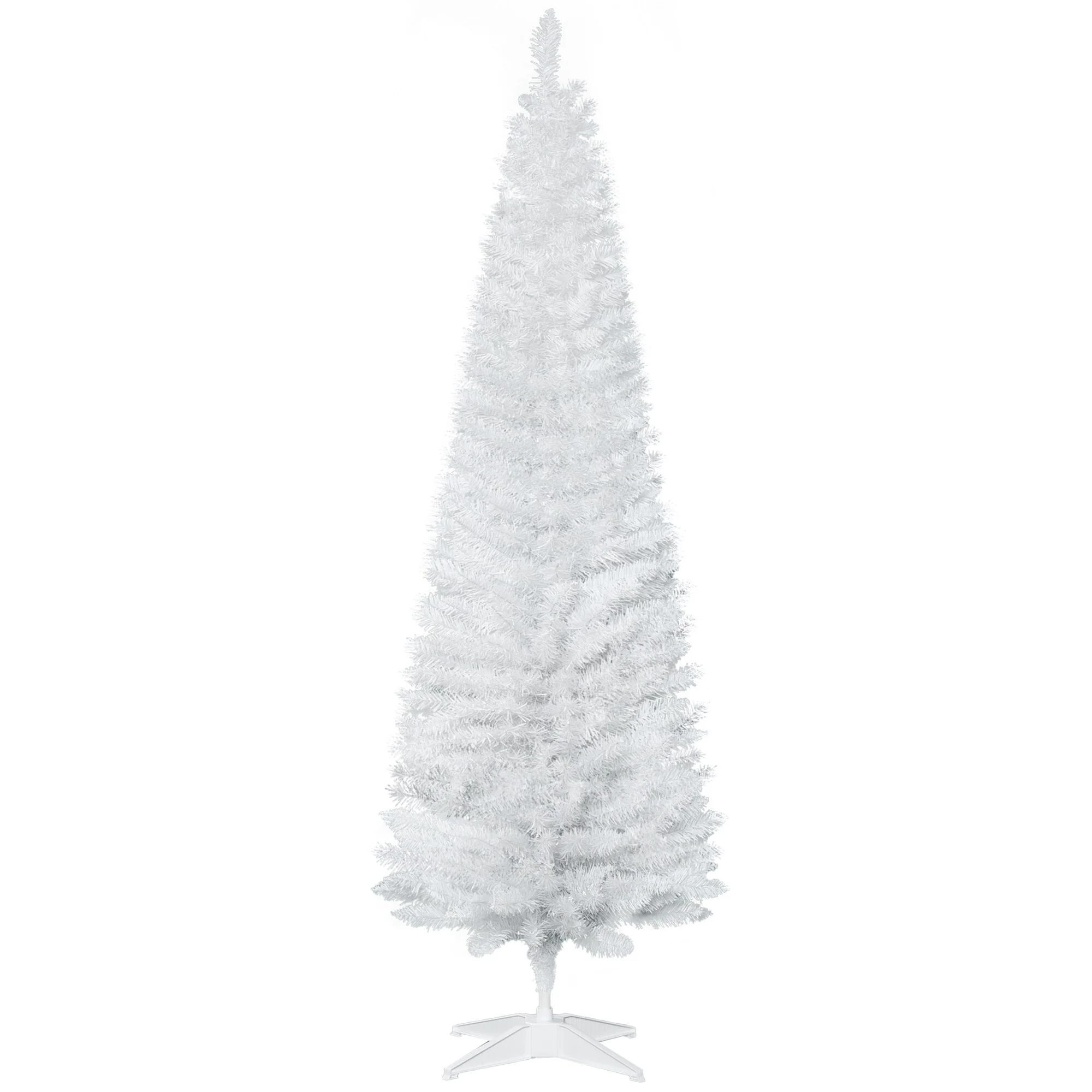 6ft/7ft Unlit Artificial Pencil Christmas Tree, Flame-Retardant, Space-Saving Design, Ideal for Small Rooms