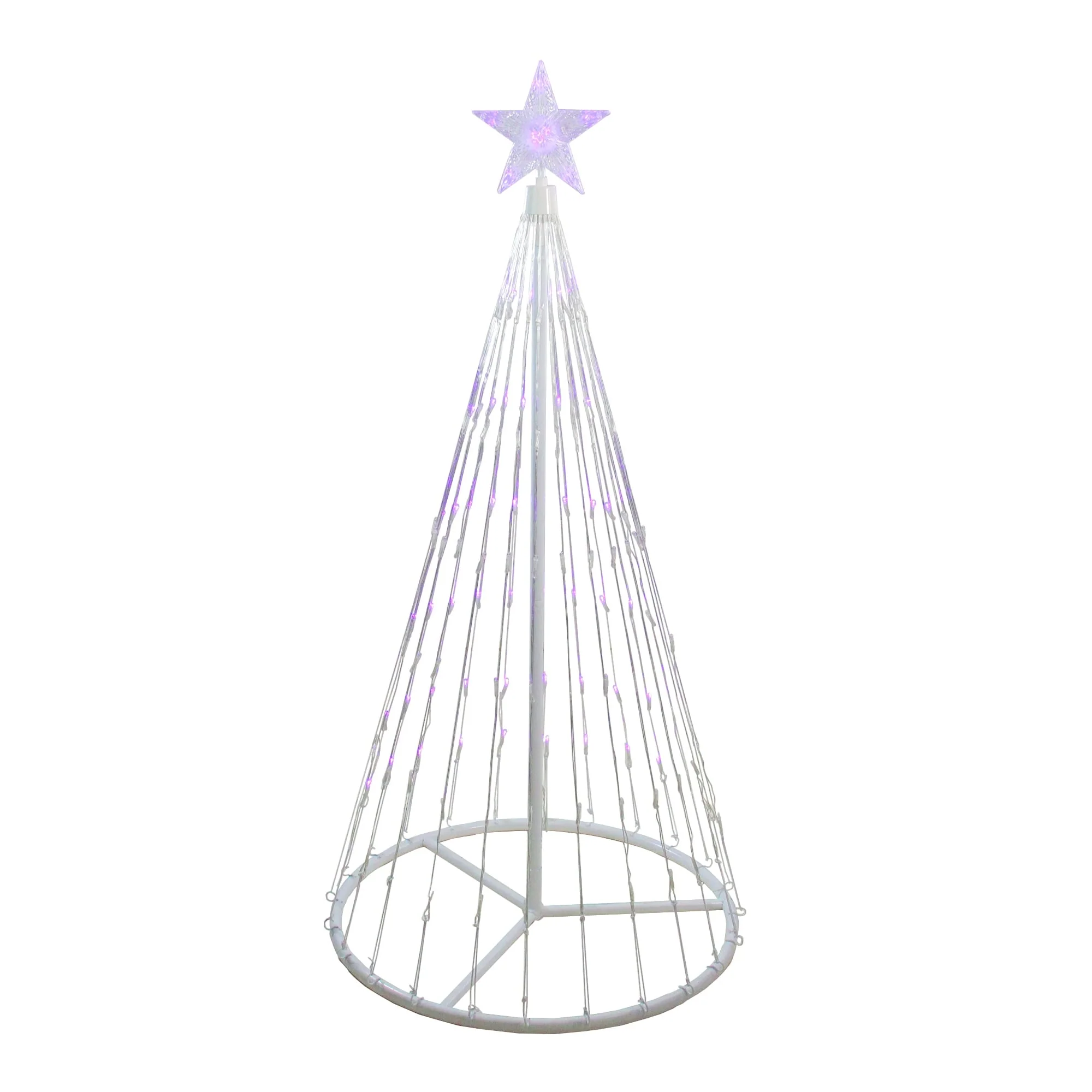 LED Lighted Christmas Cone Tree with Star Outdoor Decoration - 4' - Purple