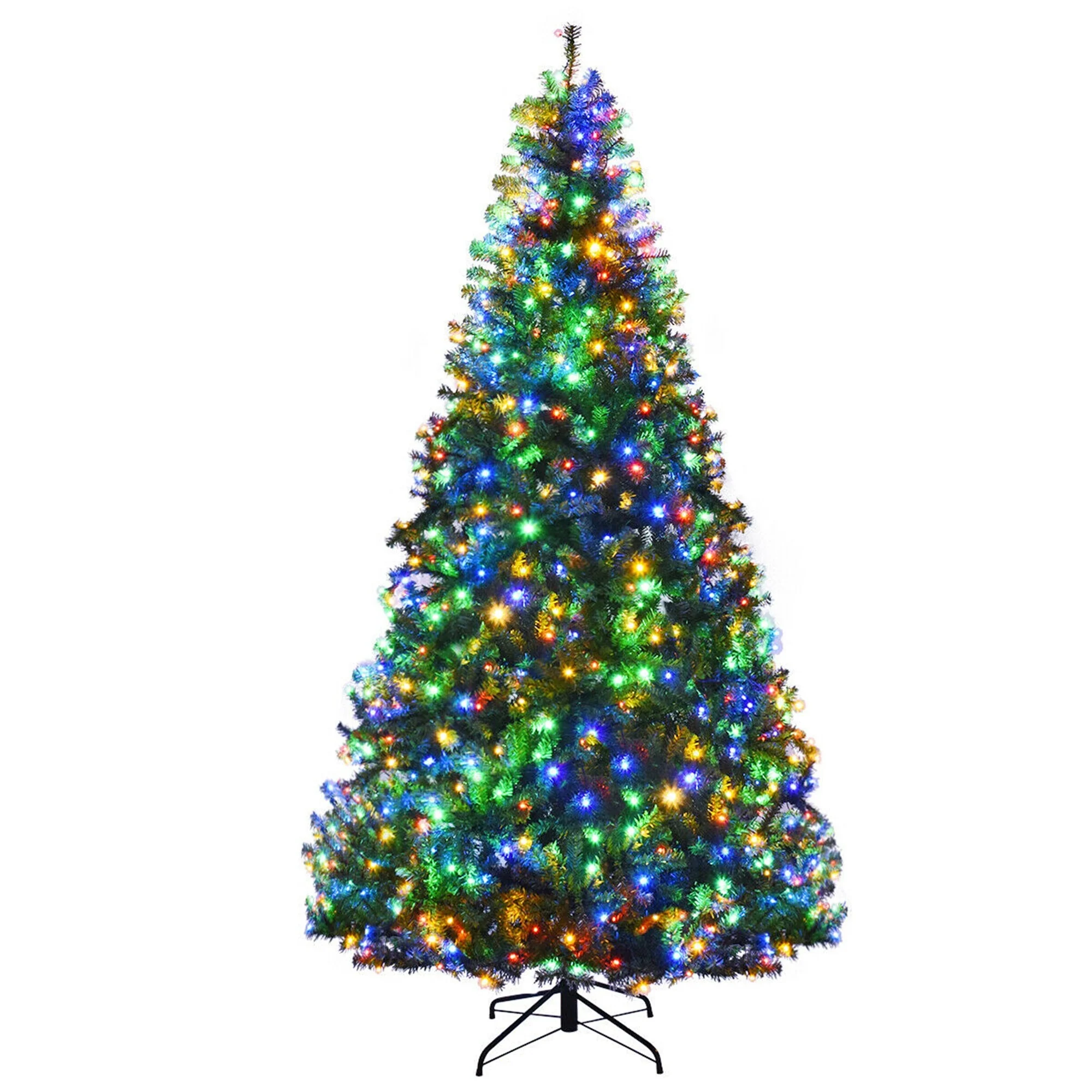 Gymax 5-9FT Pre-Lit Christmas Tree Hinged Artificial Tree w/ Metal