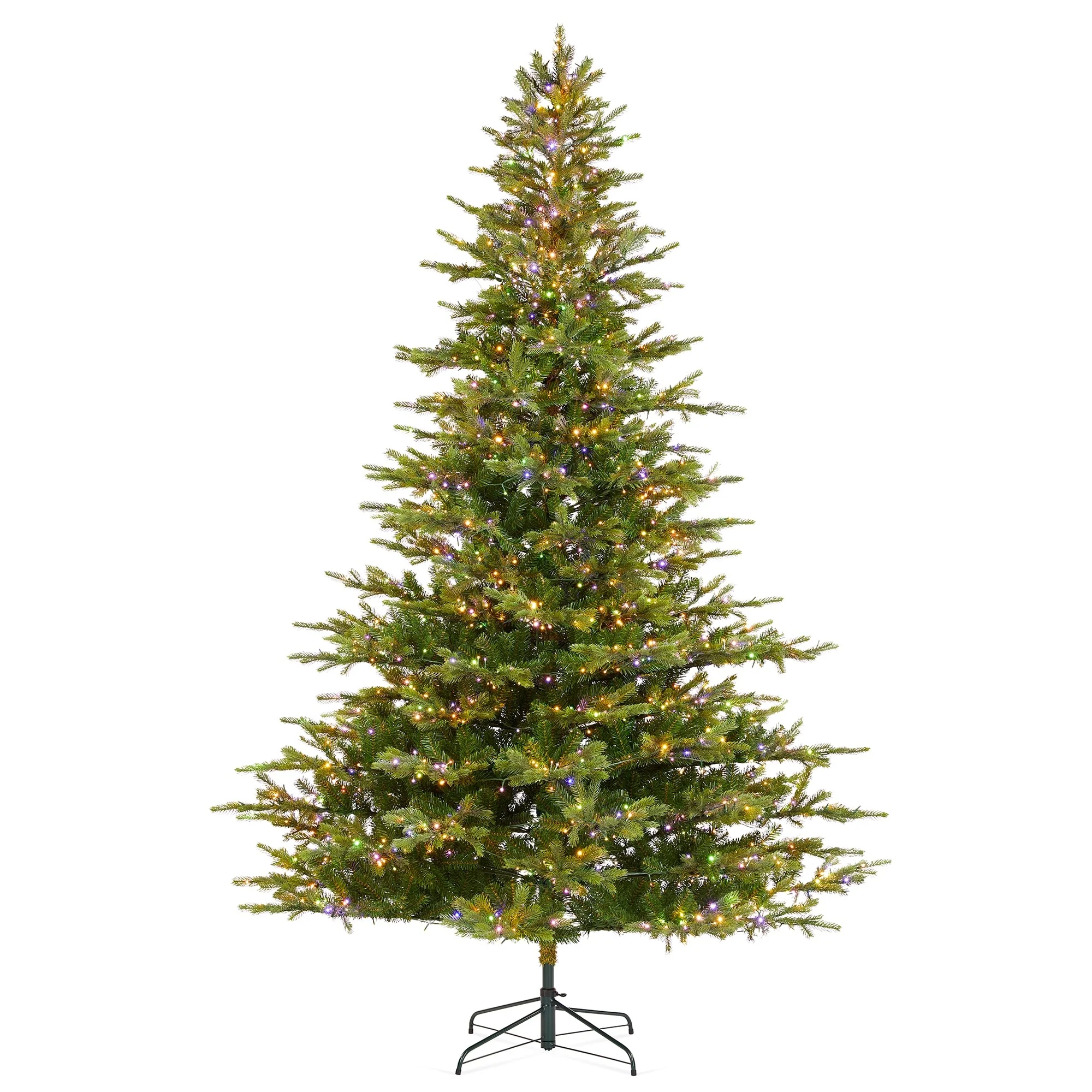 Glitzhome 7.5ft/9ft Pre-Lit Full Fir Artificial Christmas Tree w/Foot Pedal & Remote Control Simple Setup