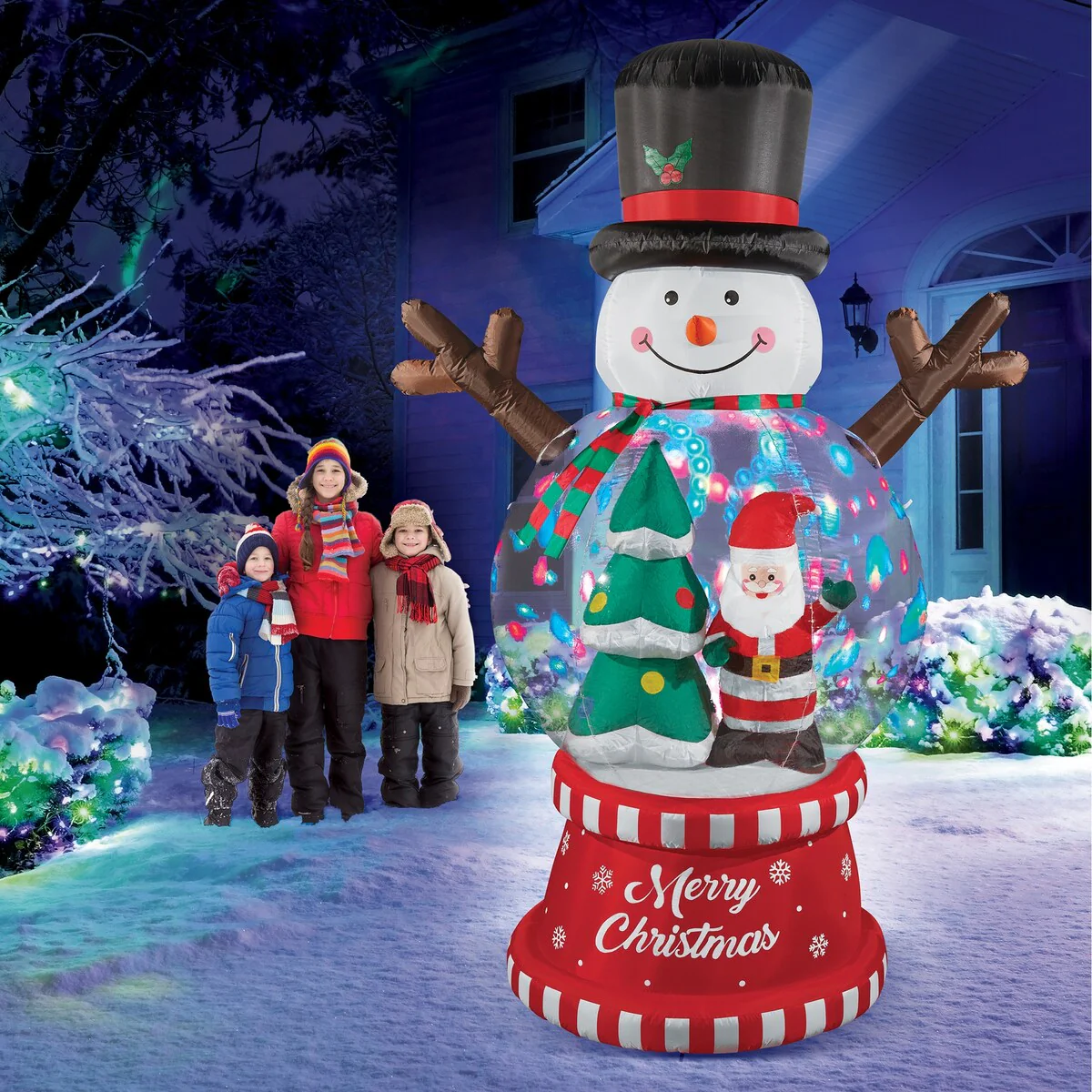 8-Foot Snowman Globe Christmas Outdoor Inflatable Decoration - 66 x 96 x 44