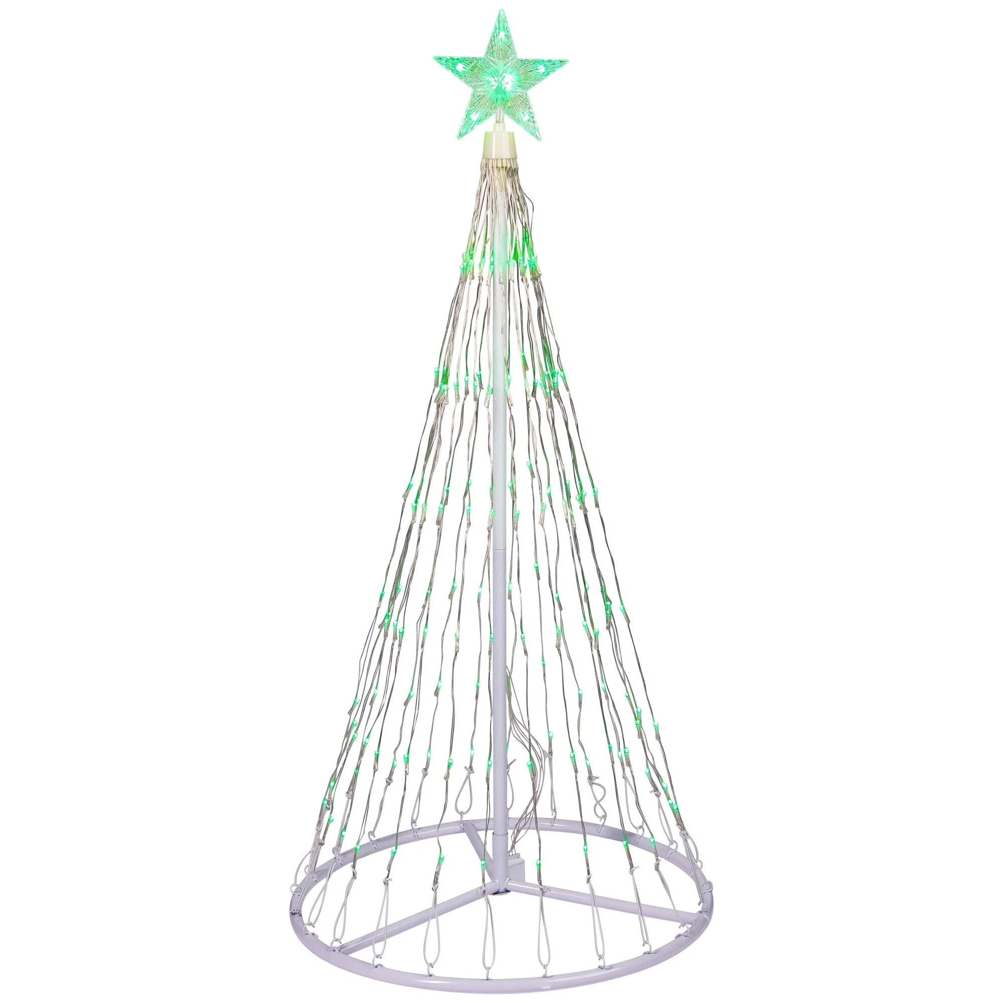 LED Lighted Christmas Cone Tree Outdoor Decoration - 4' - Green - White