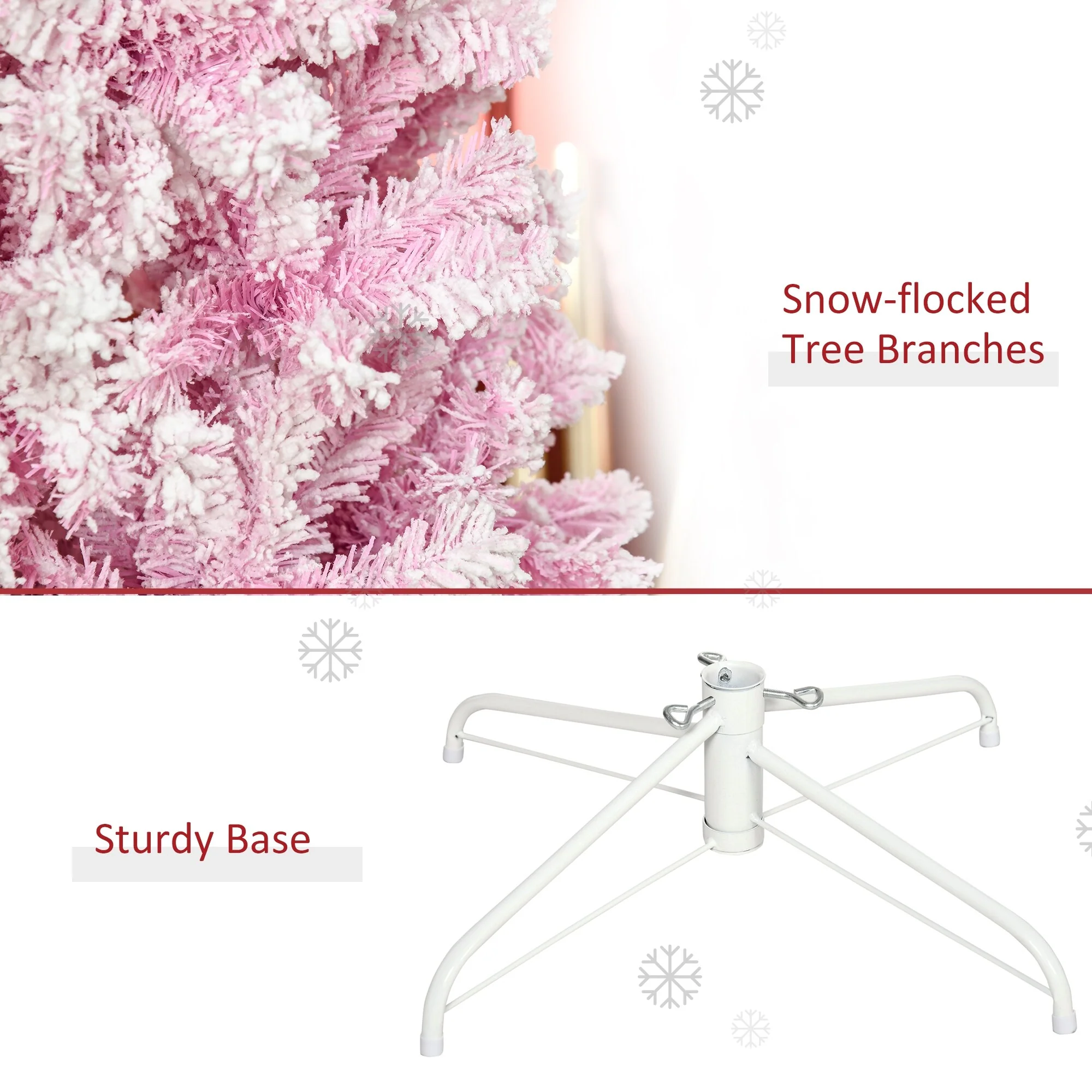 7.5' Snow-Flocked Unlit Artificial Christmas Tree, Slim Pencil Shape with Realistic Branches and Pine Style