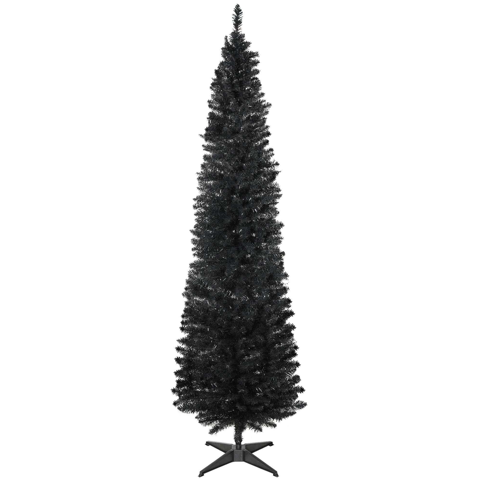 Black Artificial Pencil Christmas Tree, Slim with Realistic Branch Tips, Easy Assembly, 5-7FT