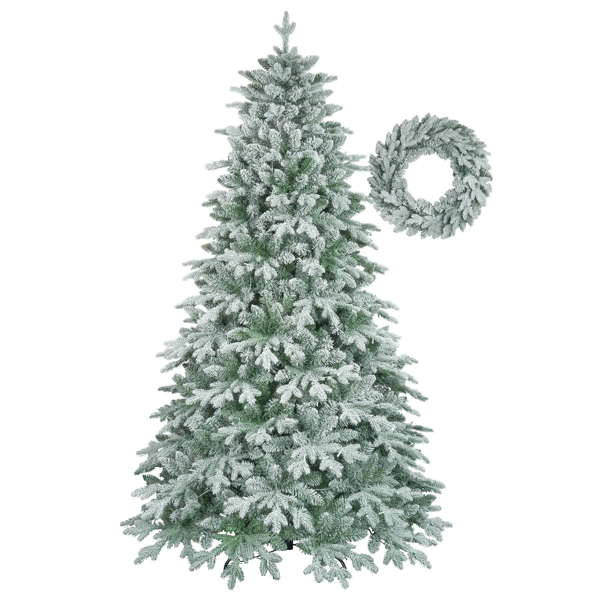 Artificial 7ft Christmas Tree and 23.6in Wreath Set with 430 LEDs