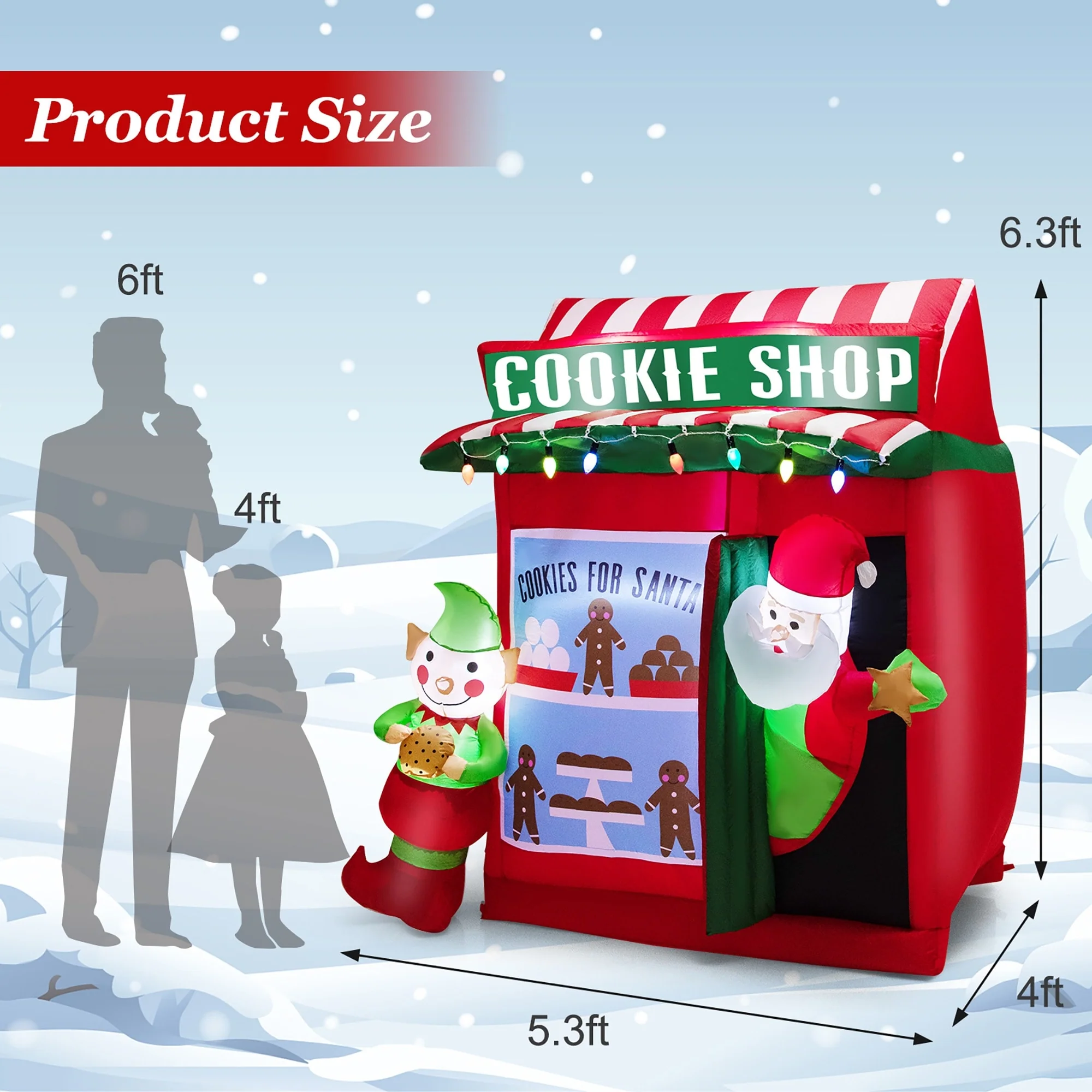Gymax 6.3FT Self Inflatable Santa Claus Cookie Shop Christmas - See Details