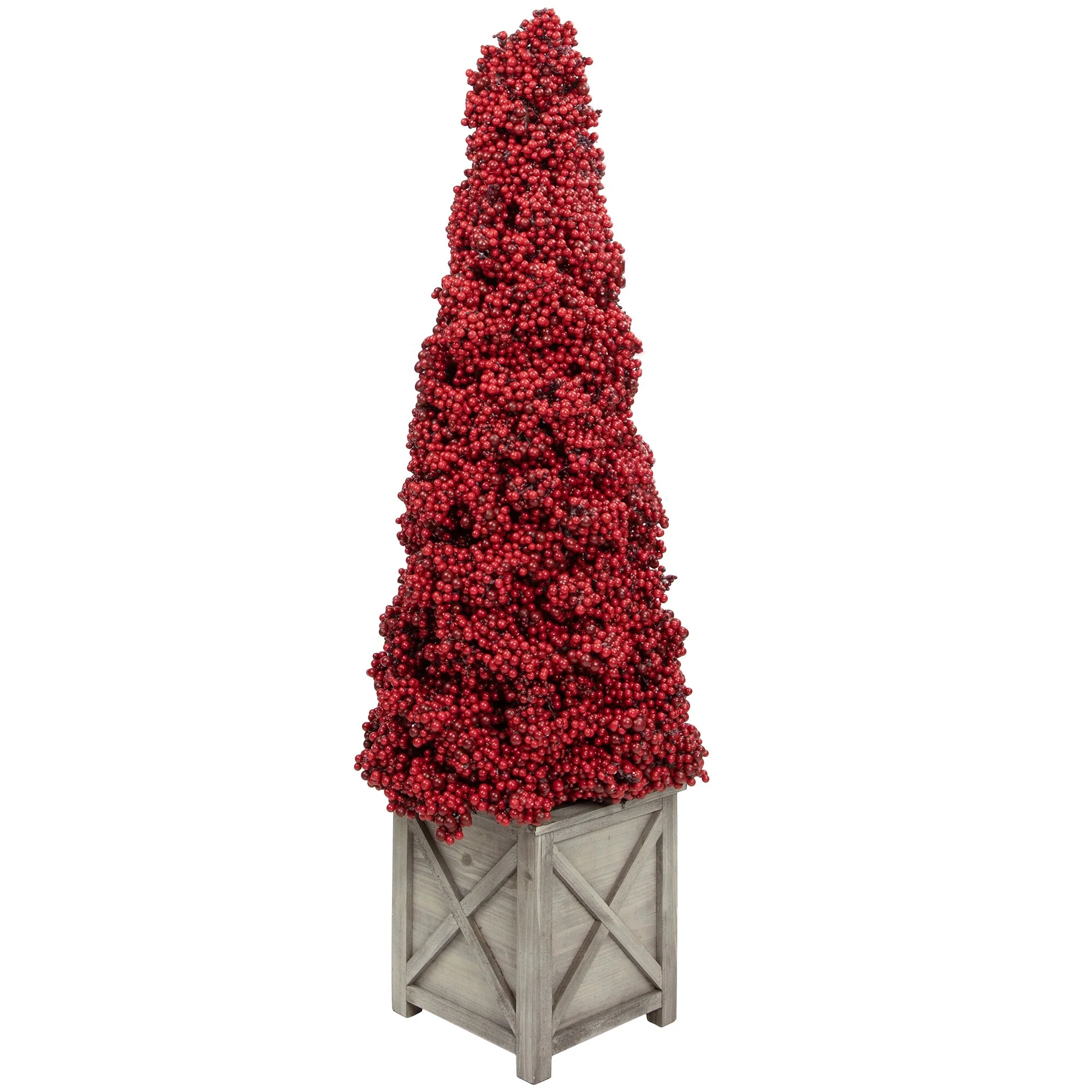 Artificial Berry Cone Potted Christmas Topiary - 40