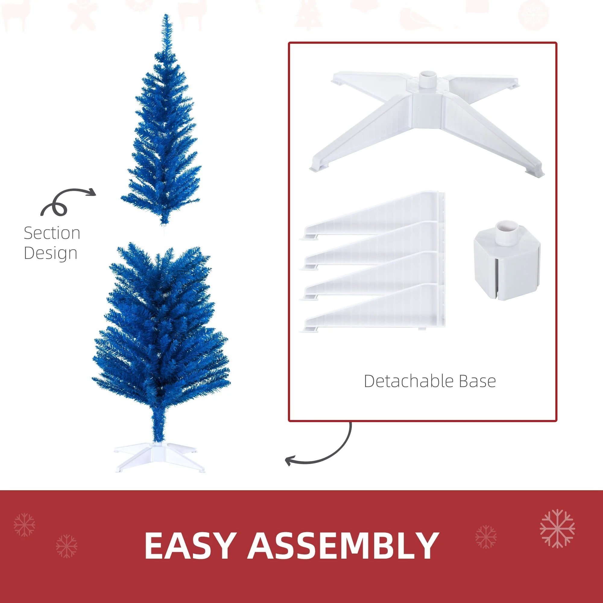 5ft/7ft Artificial Pencil Christmas Tree, Space-Saving Slim Design with 294/499 Tips and Easy Assembly Base
