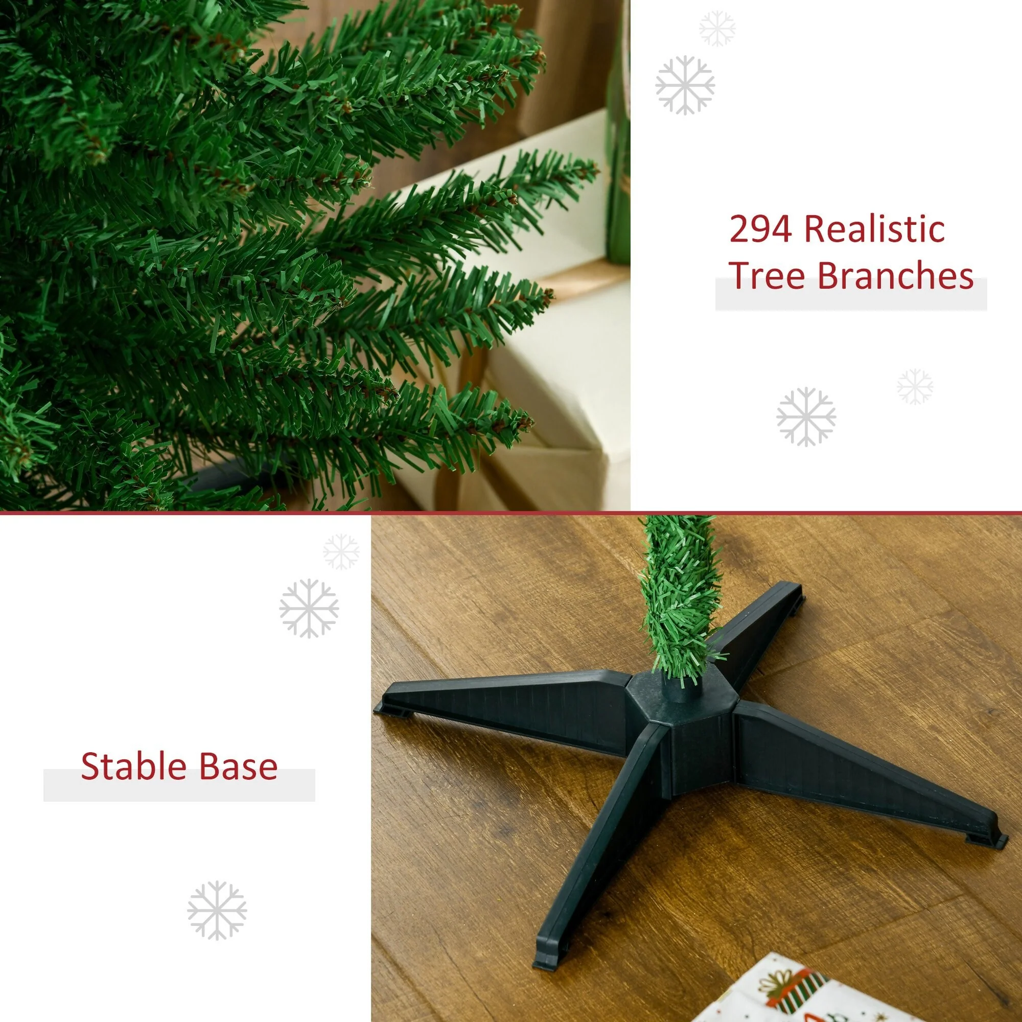 Unlit 5FT/6FT/7FT Slim Pencil Christmas Tree with Realistic Tips and Easy-Assembly Stand, Perfect for Small Spaces