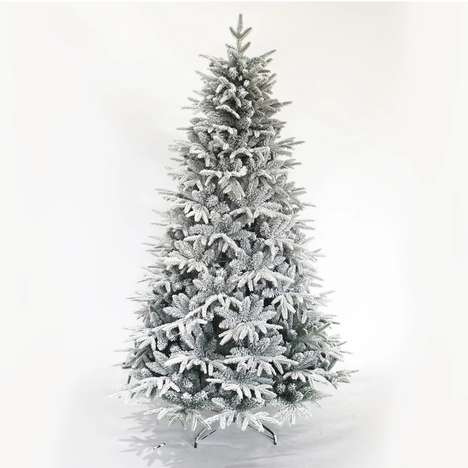 7ft Snow Flocked Artificial Christmas Tree, Realistic PVC & PE Tips, Unlit with Foldable Metal Stand for Easy Assembly