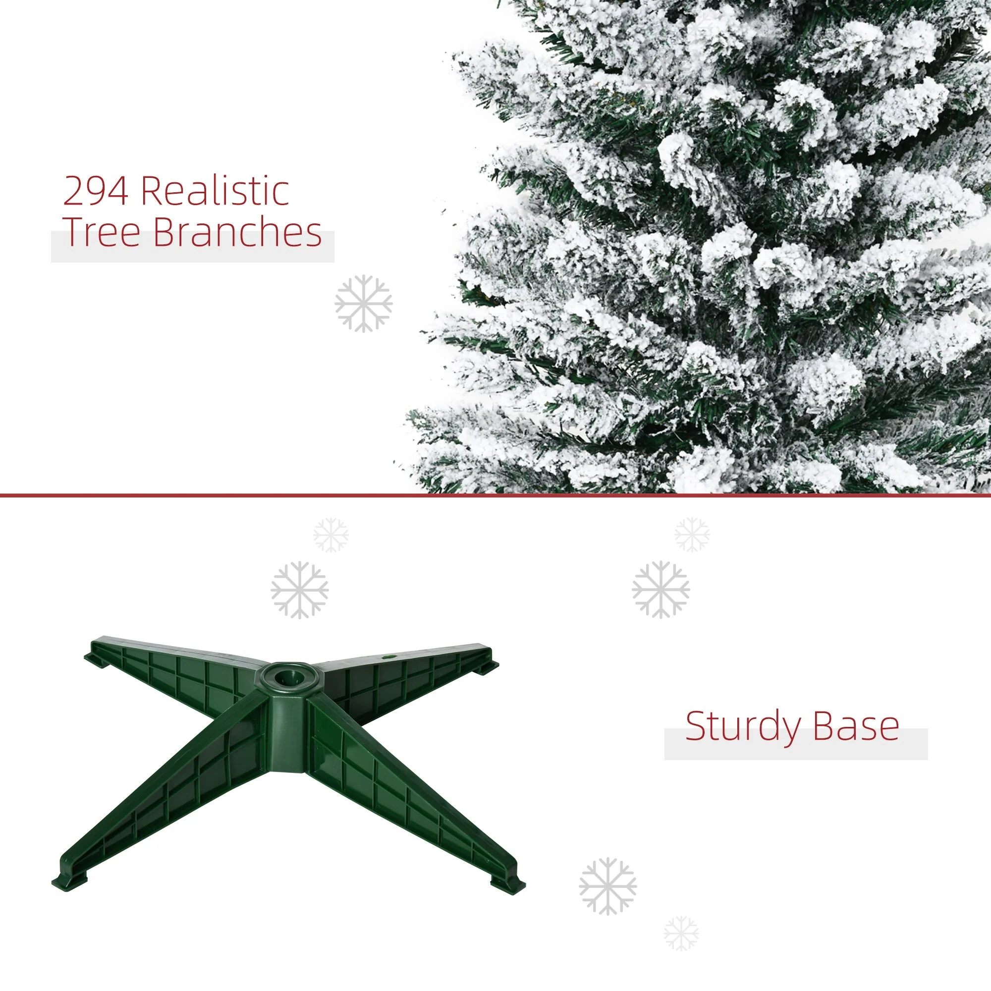 5' Snow Flocked Artificial Pencil Christmas Tree, Unlit with Realistic Branches and Stable Plastic Base