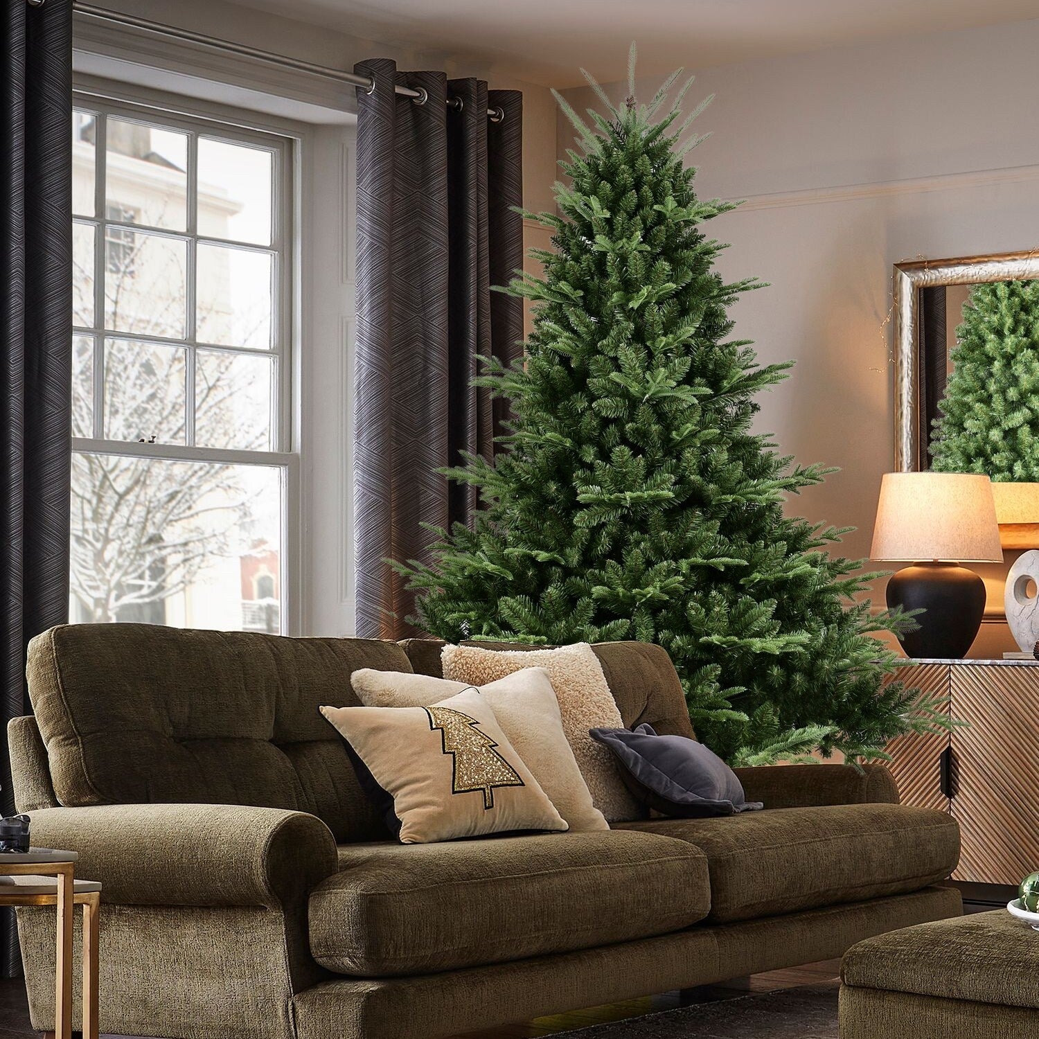 8FT Artificial Douglas Fir Christmas Tree, Flame-Retardant PE+PVC, Hinged Design with 2,673 Tips & Metal Stand