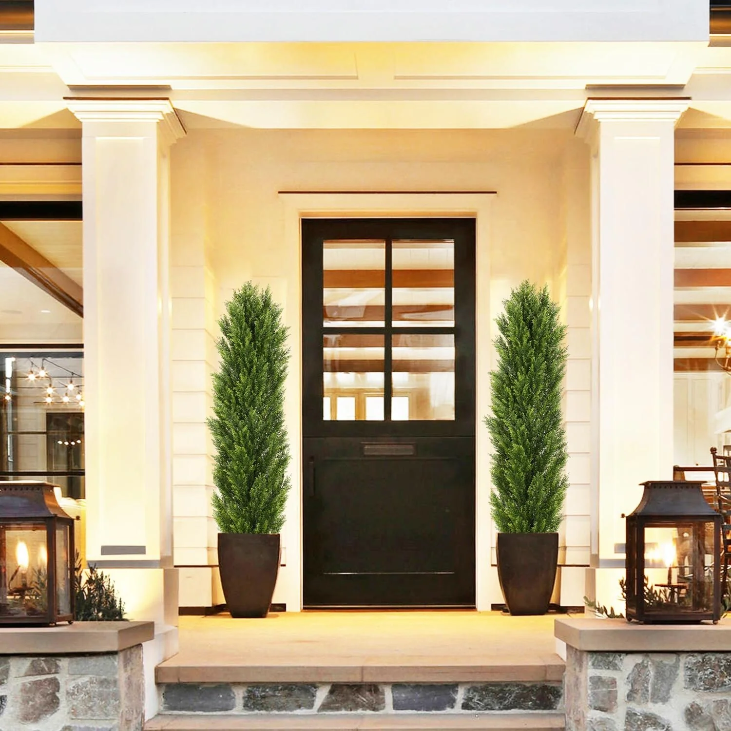 2pcs Set Faux Boxwood Pine & Cypress Greenery - Christmas-style Artificial Plants
