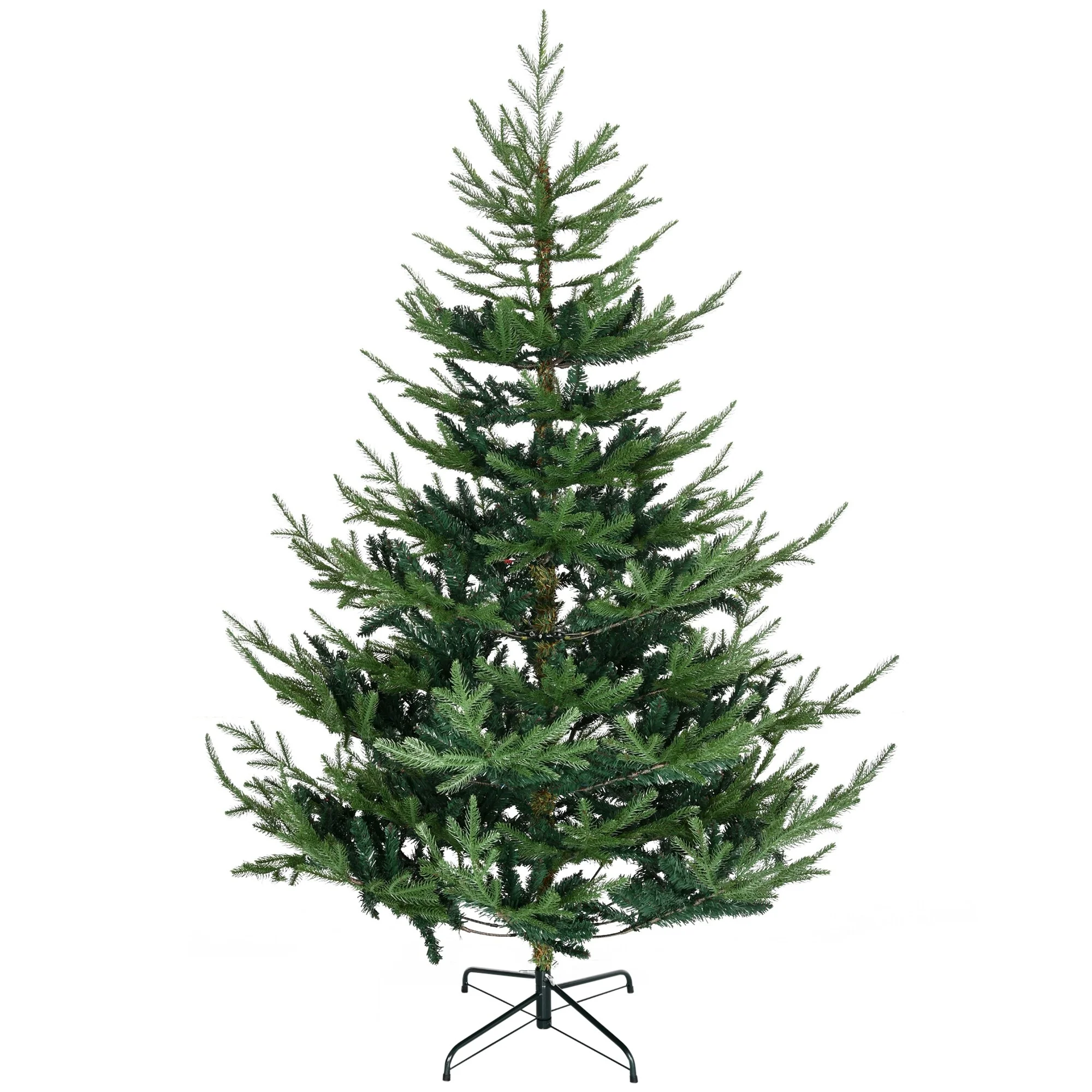 Unlit 6/7.5/9 Ft Pine Artificial Christmas Tree, Hinged Branches, Realistic Look with Steel Base, Auto Open Setup