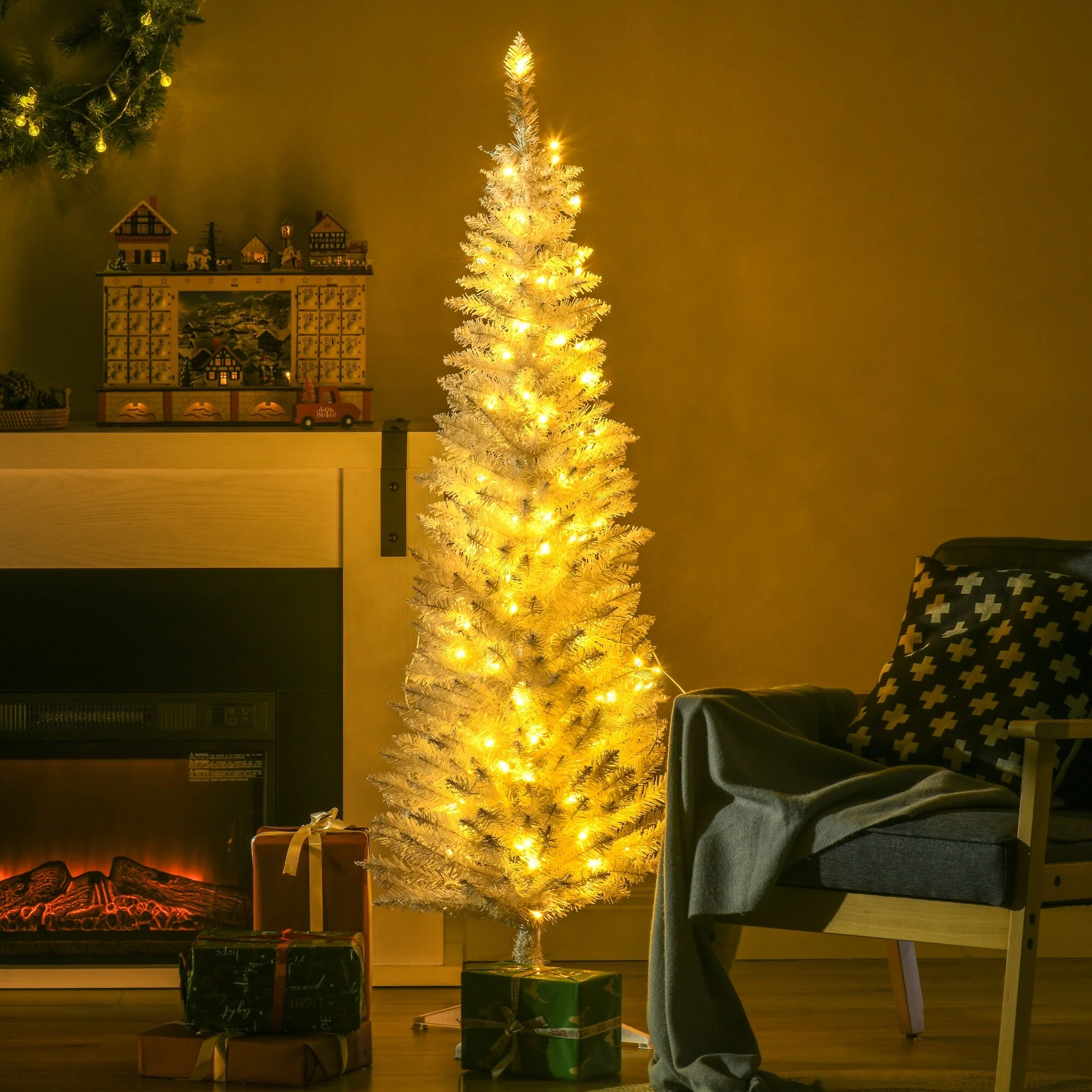 6ft Artificial Slim Noble Fir Tree Perfect for Small Spaces