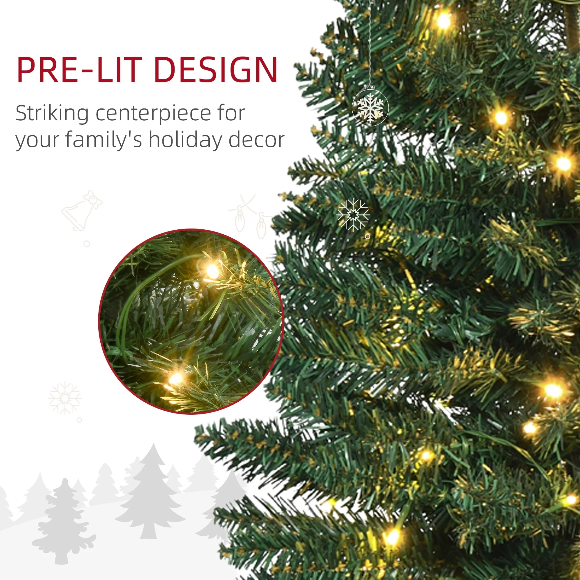 Pre-Lit 5' Slim Noble Fir Artificial Tree for Small Spaces, 294 Tips