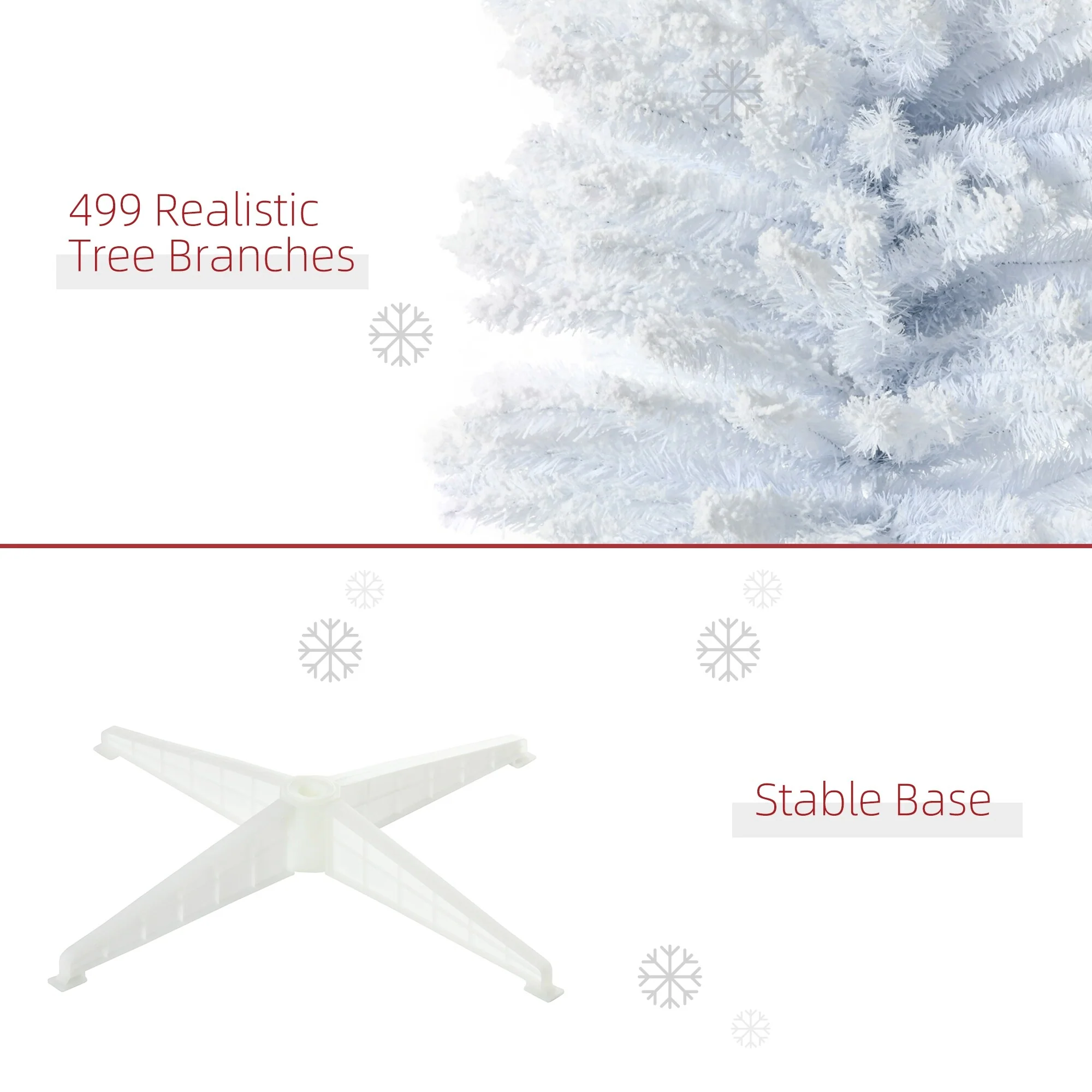 7FT Slim Snow Flocked Pencil Christmas Tree, Unlit Artificial Holiday Tree with Dense, Realistic Branch Tips