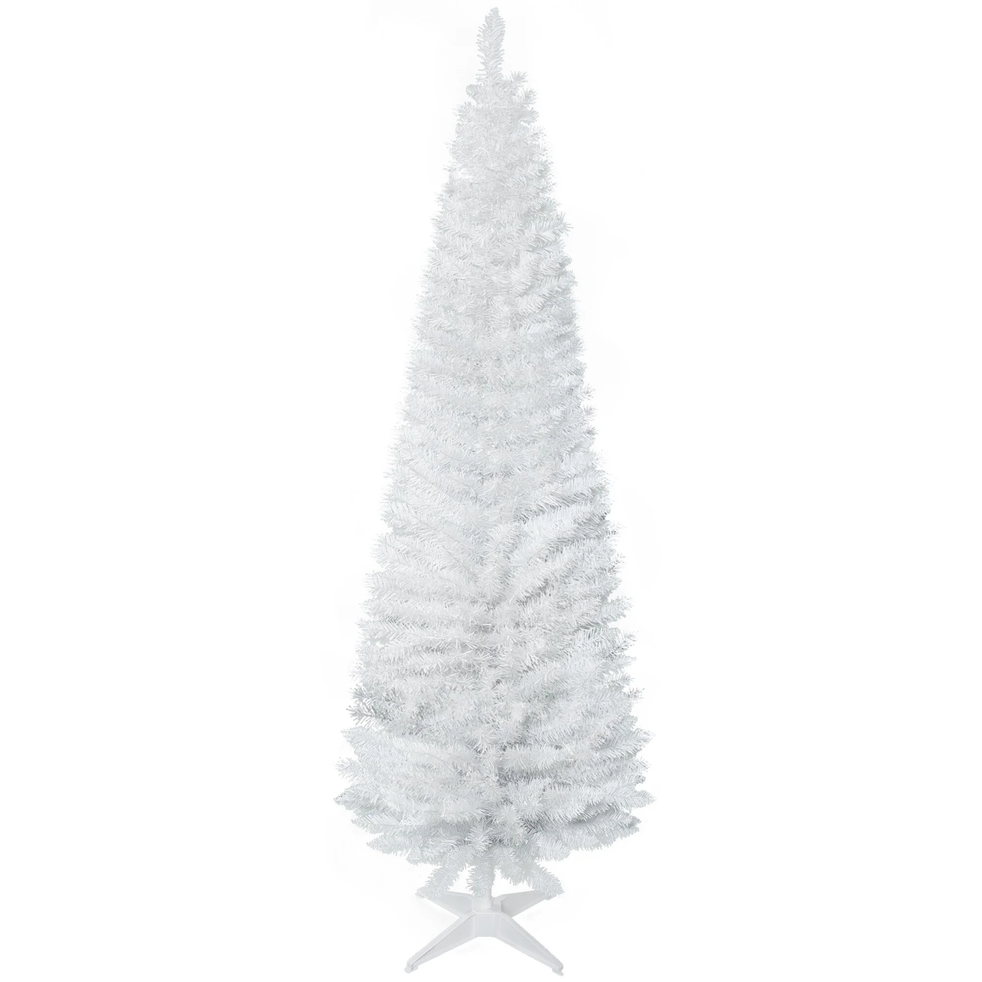 Slim 6FT/7FT Pencil Christmas Tree, Space-Saving Unlit Artificial Xmas Tree with Realistic Branches
