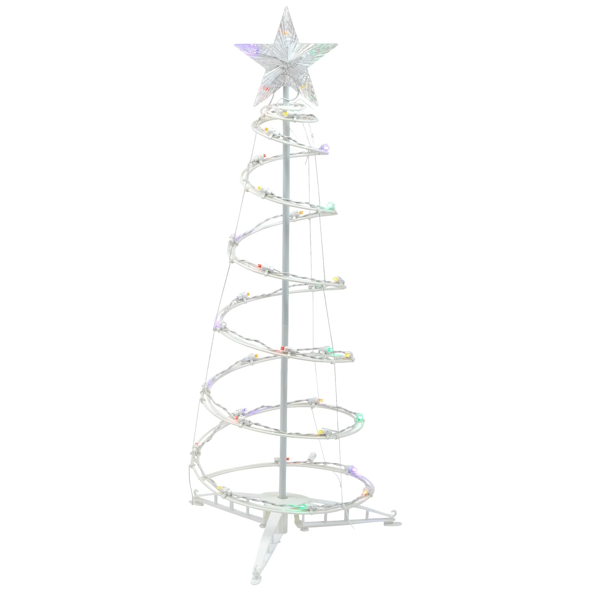 3ft LED Spiral Cone Tree Outdoor Christmas Decoration, Multi Lights - White