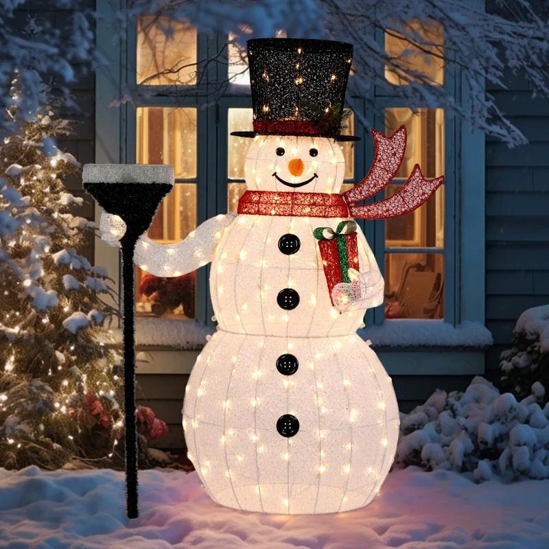 Lighted Christmas Snowman Outdoor Decorations - White