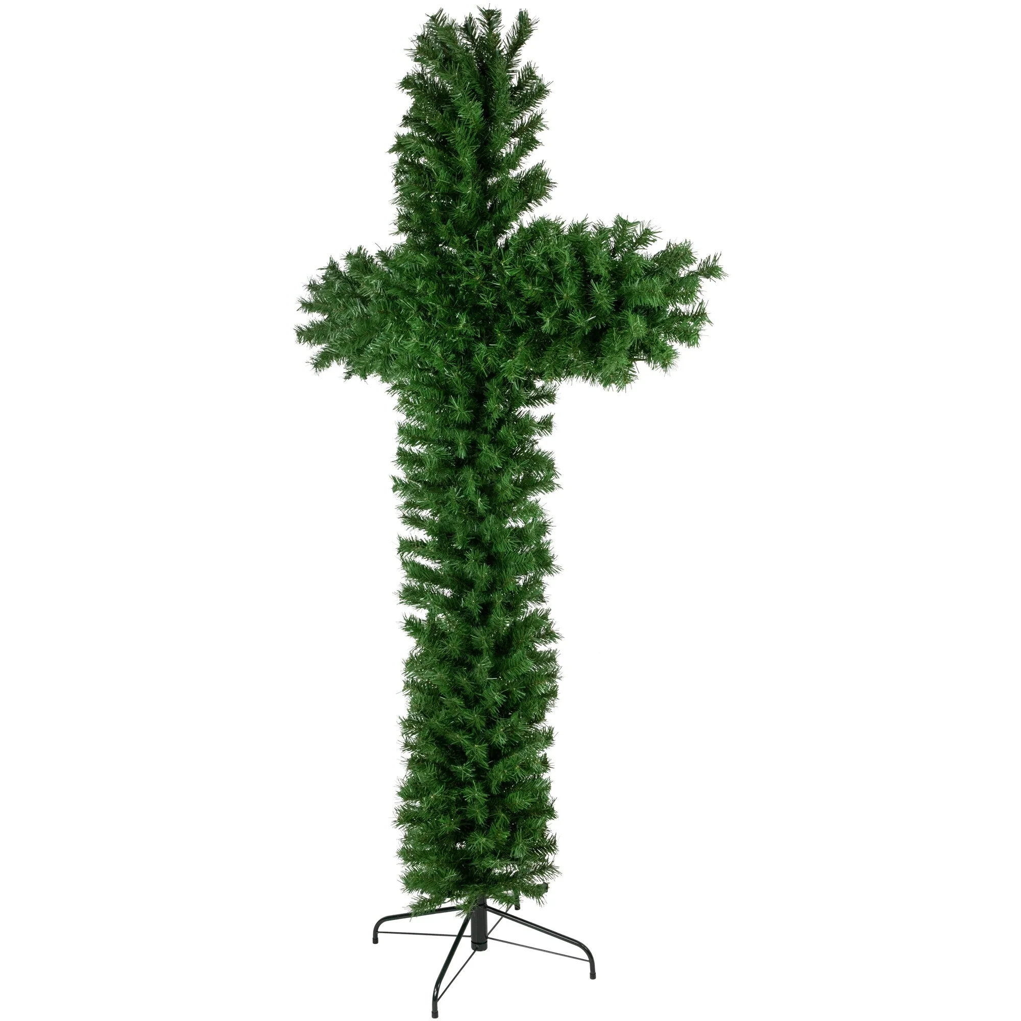 7' Artificial Pine Christmas Cross, Unlit