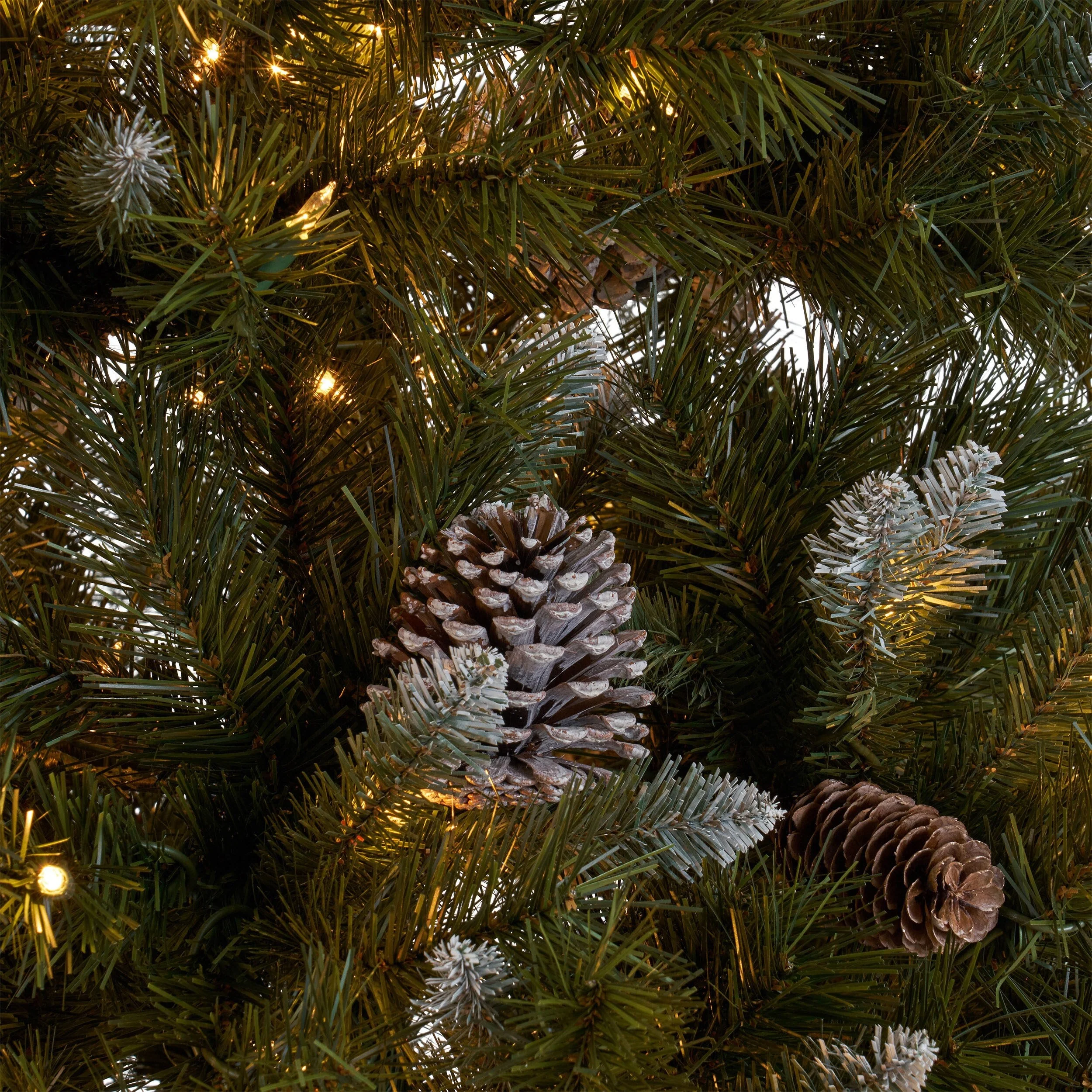 7' Pre-Lit Frosted Christmas Tree with Pine Cones, Red Berries, and 450 Lights