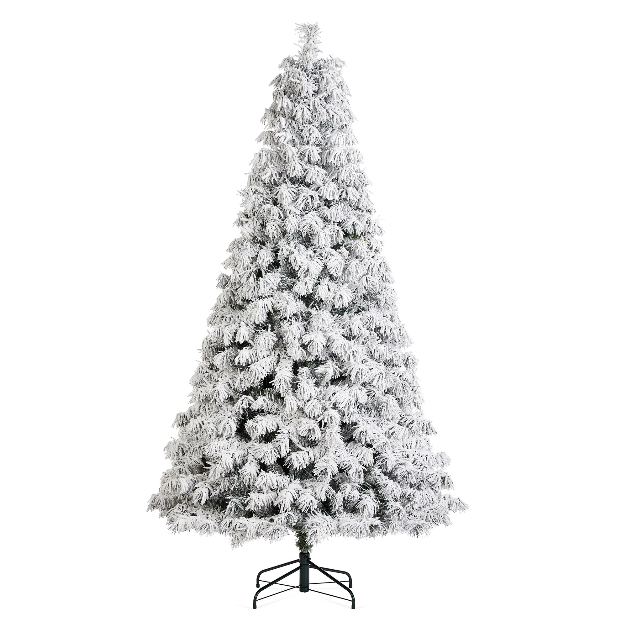 Glitzhome 7.5ft/9ft Pre-Lit Flocked Full Spruce Artificial Christmas Tree with C3 Lights Foot Switch