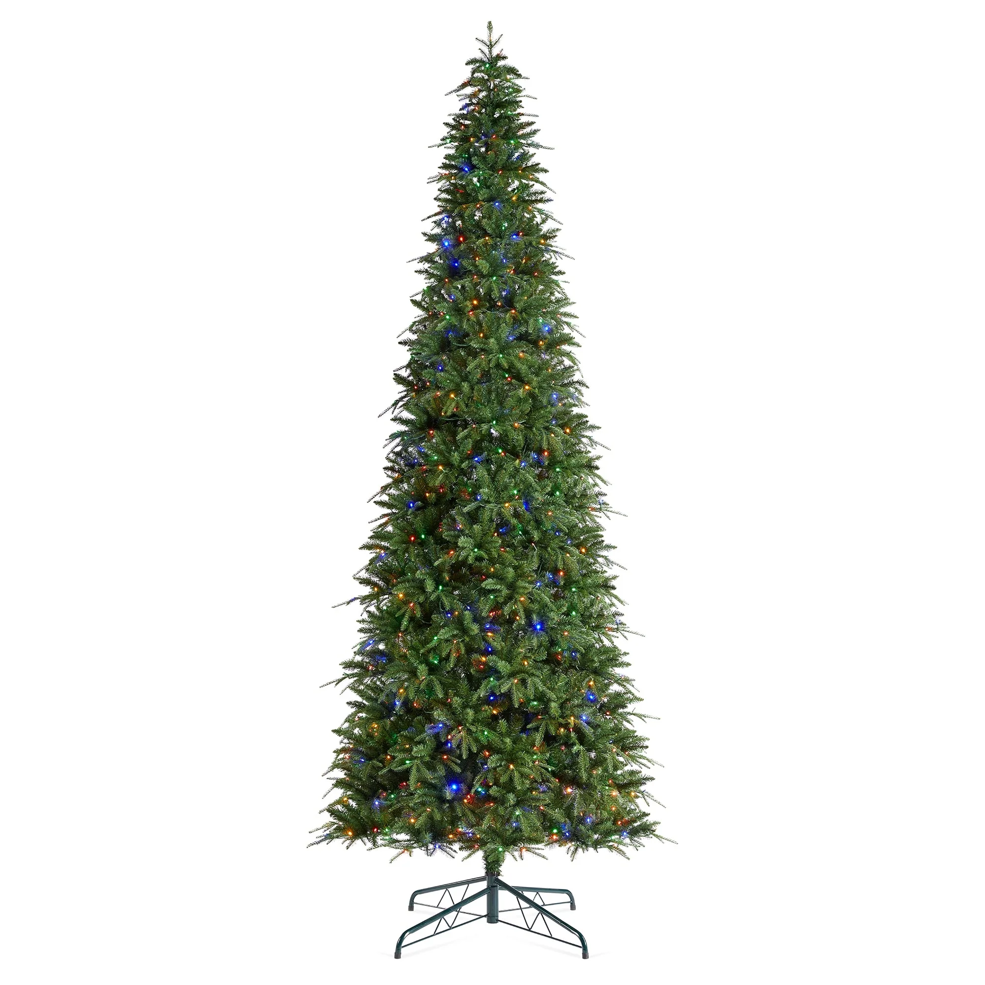 Glitzhome 7.5FT/9FT/11FT/15FT Pre-Lit Green Slim Fir Artificial Christmas Tree with Remote Control
