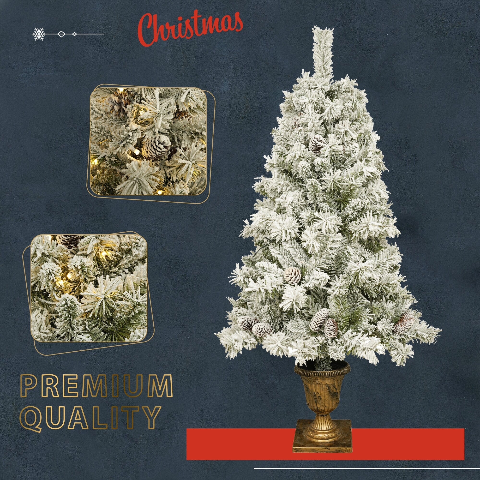 4-Piece Artificial Christmas Tree Set with Pre-Lit LED Lights, Wreath Garland