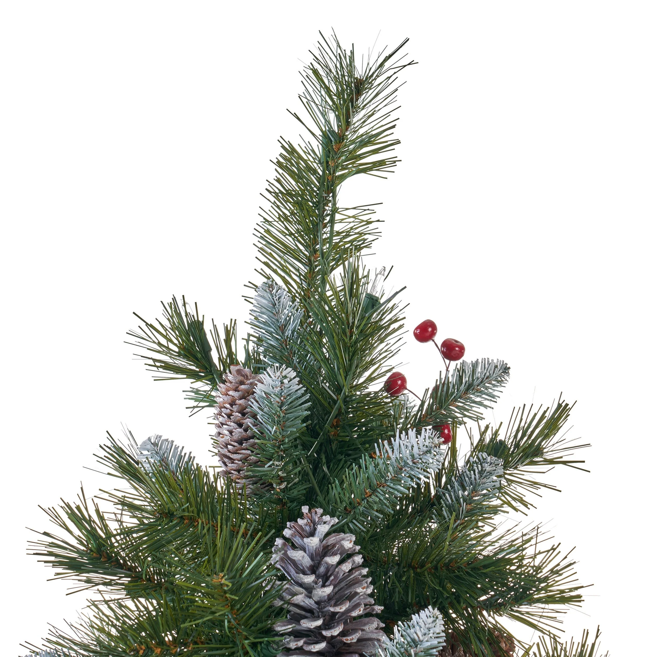 7' Pre-Lit Frosted Christmas Tree with Pine Cones, Red Berries, and 450 Lights