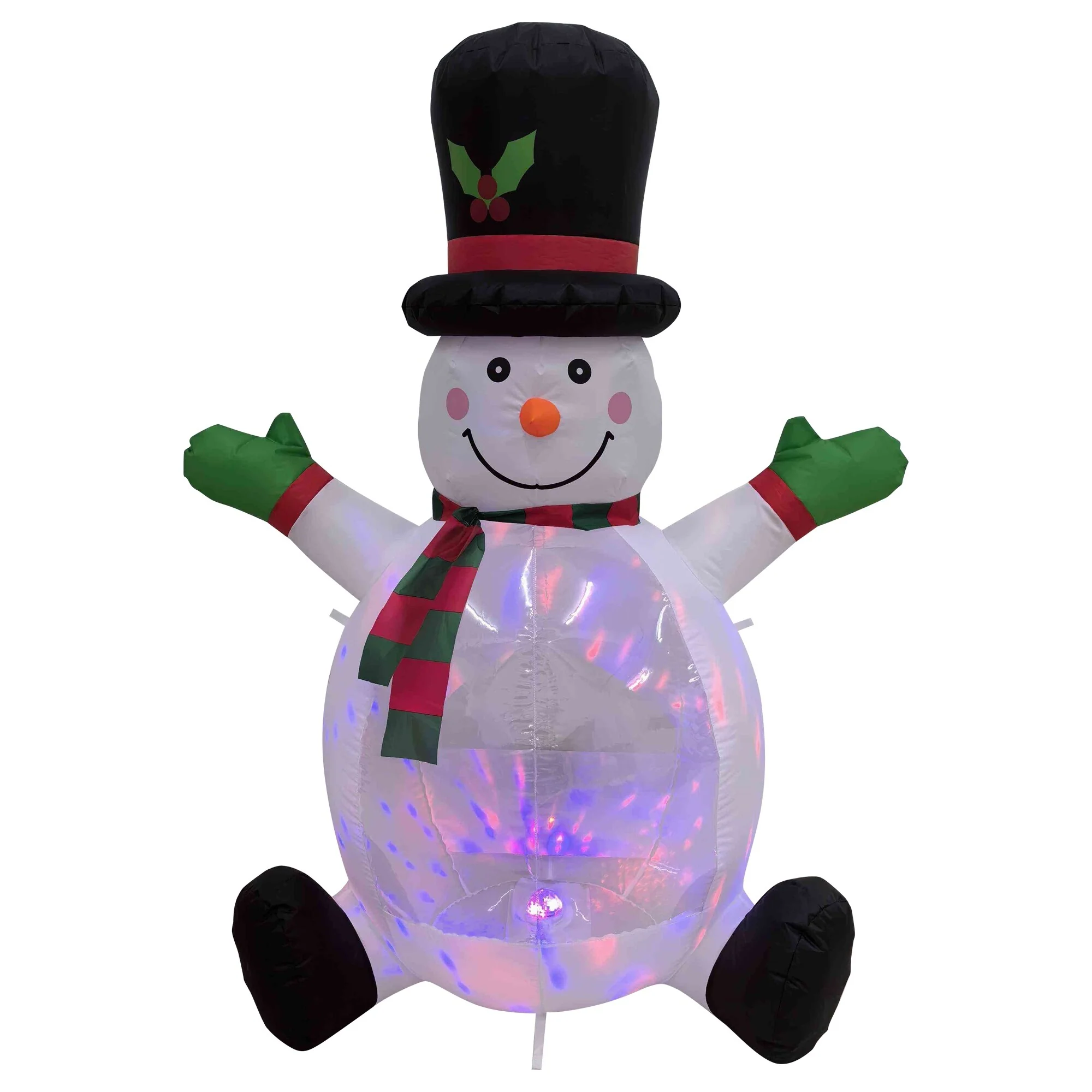 Lighted Inflatable Snowman with Top Hat Outdoor Christmas Decoration - 4' - White