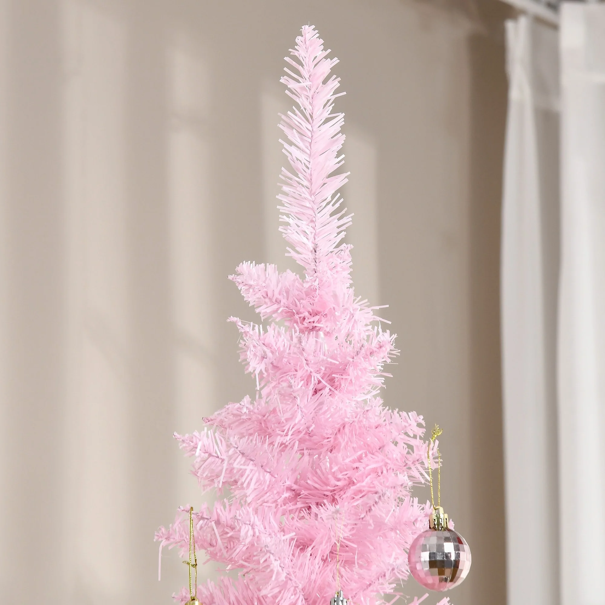 Snow-Flocked 6ft/5ft/7ft Pencil Christmas Tree, Slim Unlit Artificial Tree with Realistic Branches and Plastic Stand