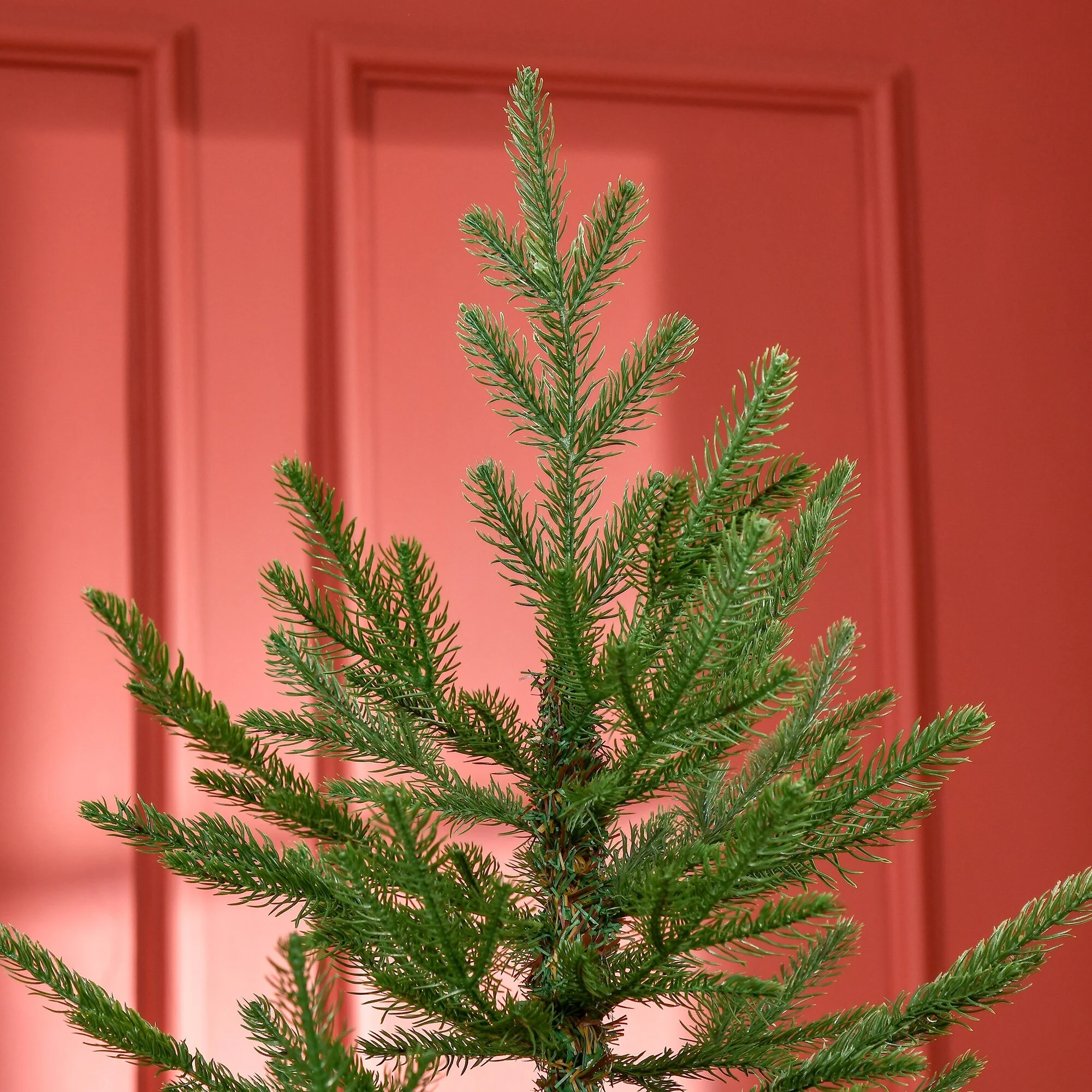 Unlit 6/7.5/9 Ft Pine Artificial Christmas Tree, Hinged Branches, Realistic Look with Steel Base, Auto Open Setup