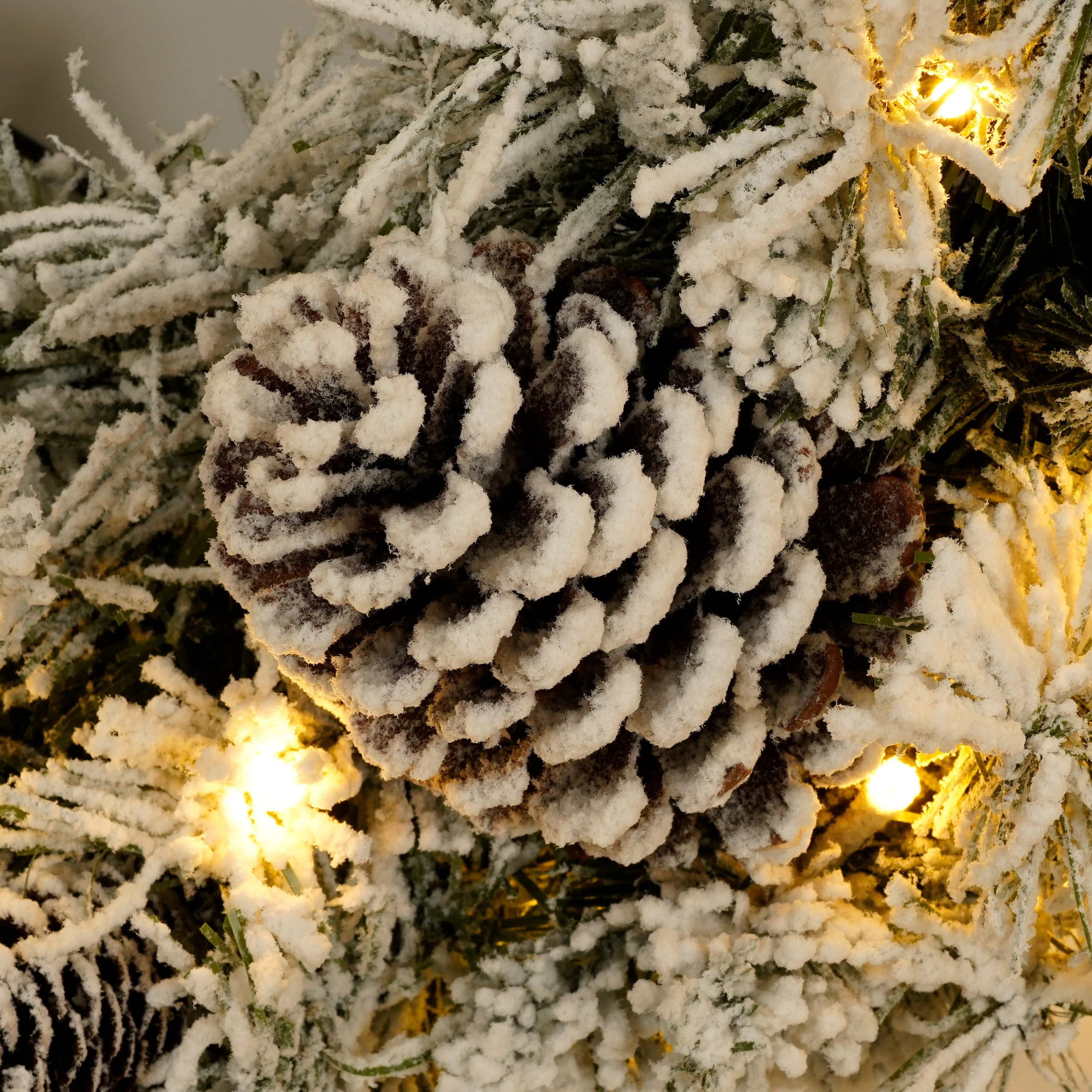 4-Piece Artificial Christmas Tree Set with Pre-Lit LED Lights, Wreath Garland