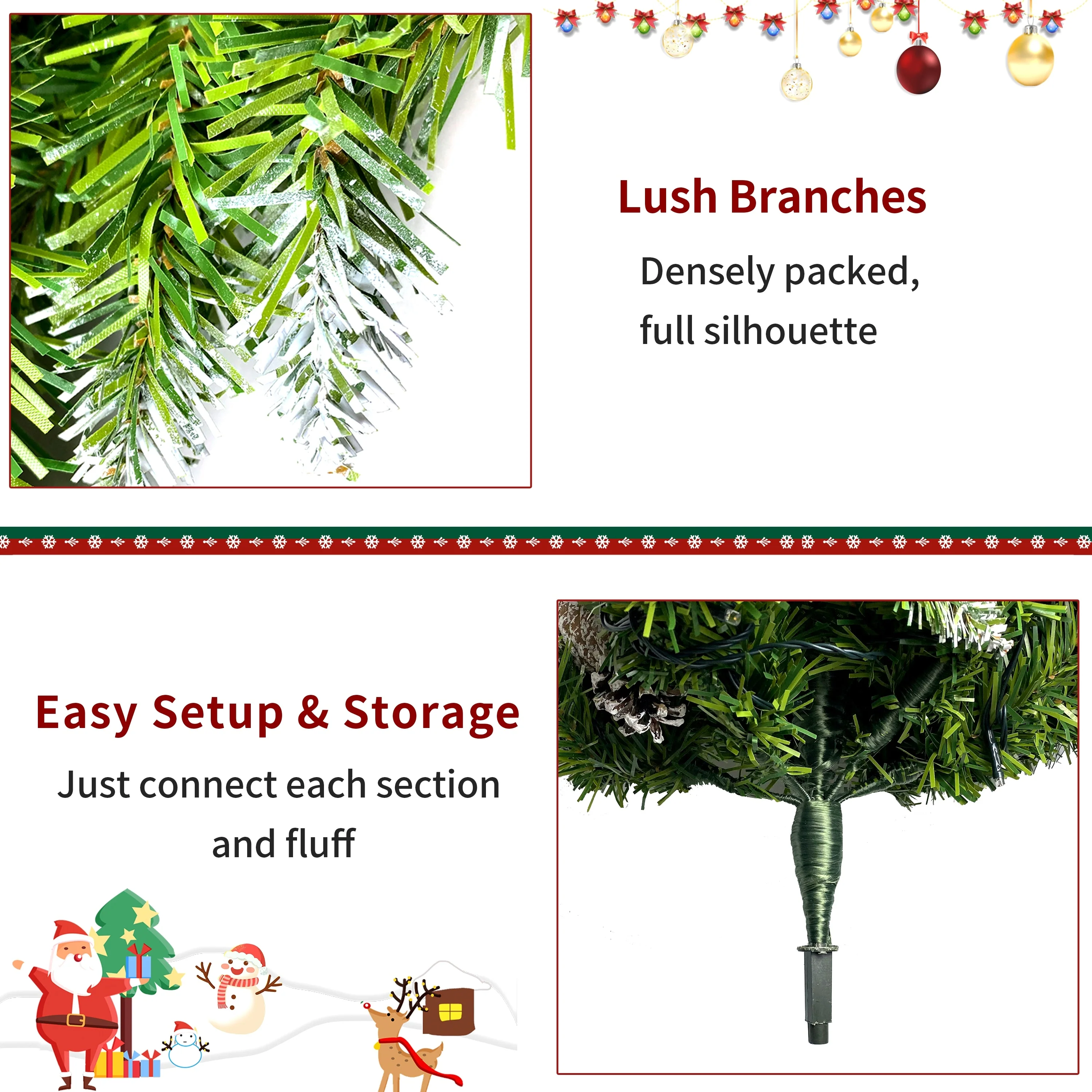 Pre-Lit 4-Piece Holiday Christmas Set - Entrance Trees, Garland, and Wreath with 340 Warm LEDs