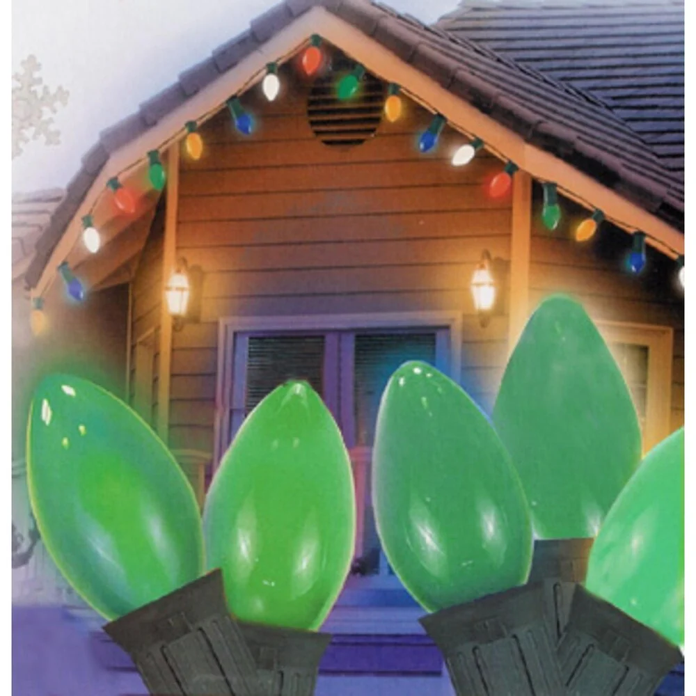 Set of 25 Opaque Green C9 Christmas Lights 12