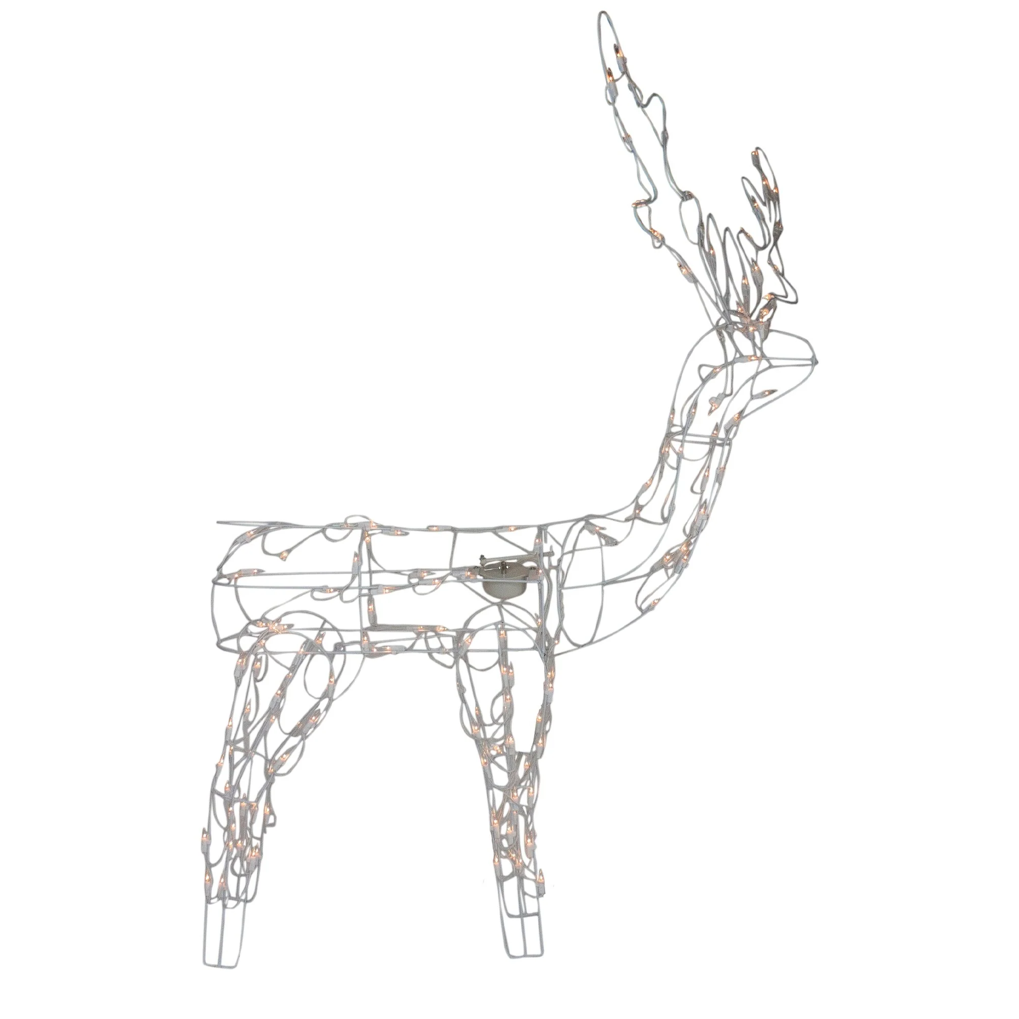 48-Inch Lighted White Standing Reindeer Animated Christmas Decor