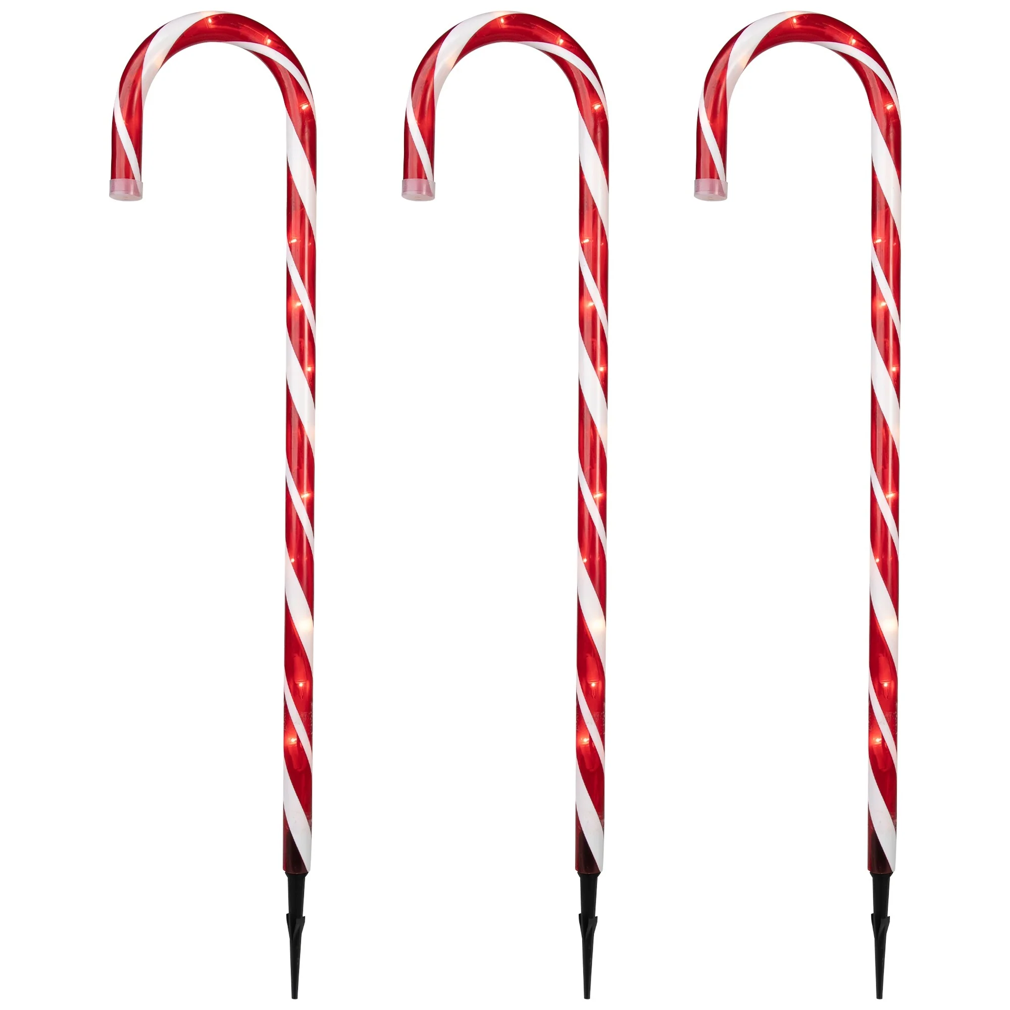 Lighted Candy Cane Outdoor Christmas Pathway Markers- Clear Lights - 28