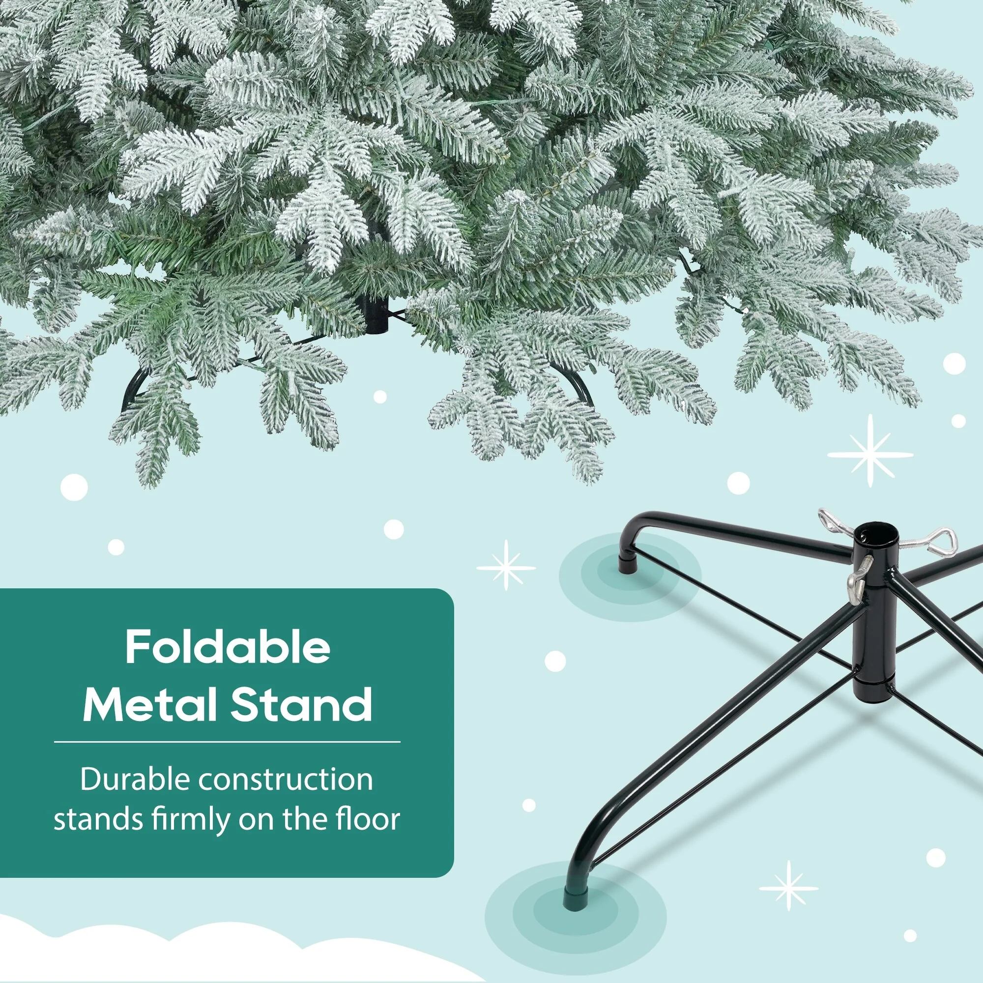 Festive 7ft Christmas Tree with Matching Wreath and 430 LED Lights, Easy Assembly for Home