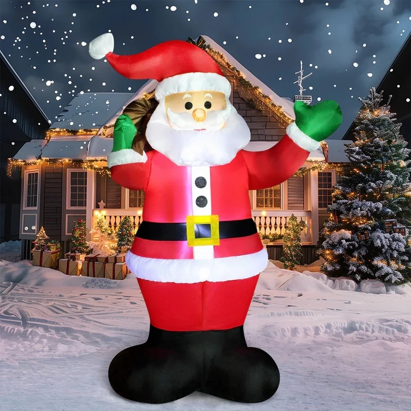 Joyfy 6ft Santa Inflatable with Gift Bag, LED-lit for Yard or Indoor Christmas Decor