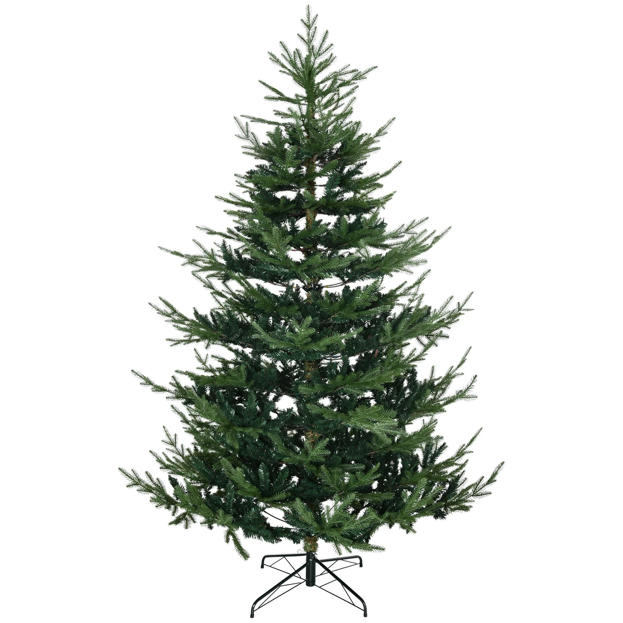Unlit 6/7.5/9 Ft Pine Artificial Christmas Tree, Hinged Branches, Realistic Look with Steel Base, Auto Open Setup