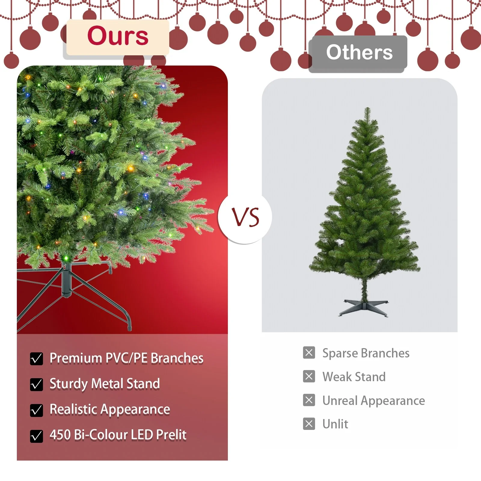 6.5FT Artificial Everett Balsam Tree with LED Lights and Easy Assembly