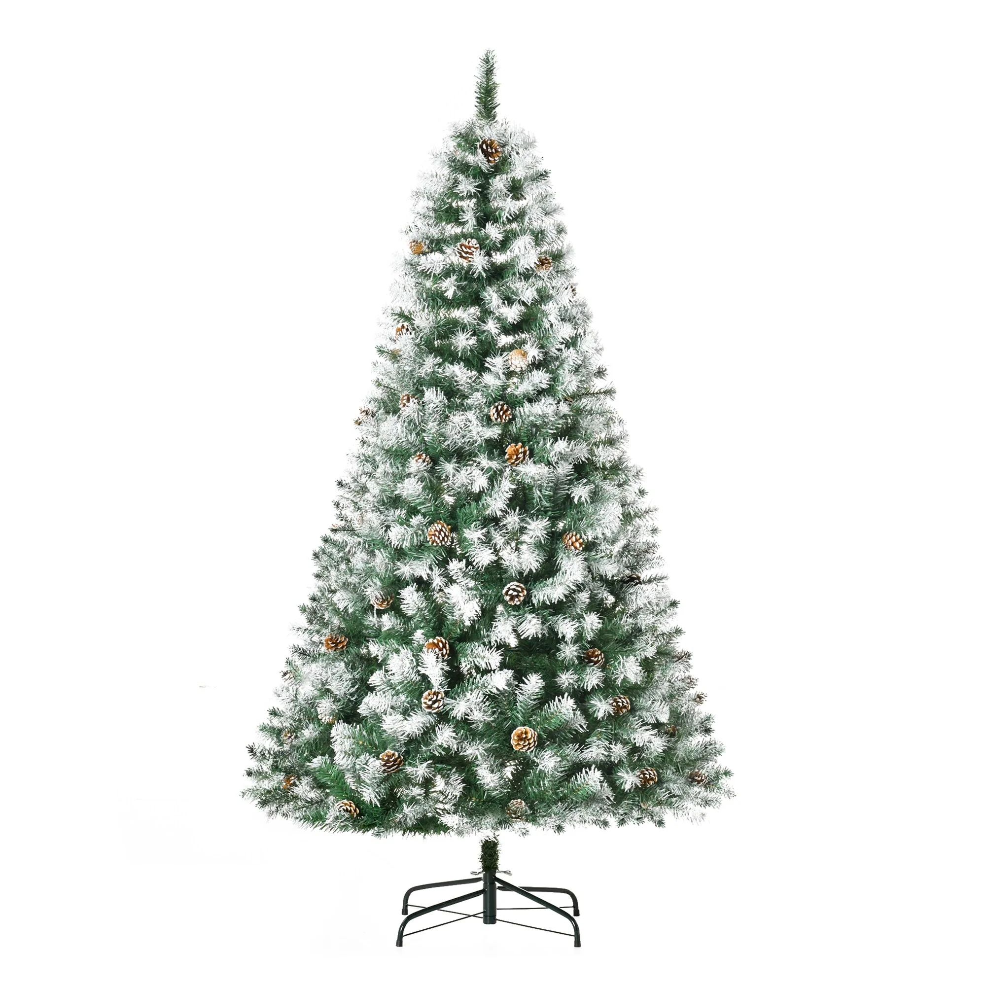6ft Unlit Snow-Dusted Artificial Fir Christmas Tree with Pine Cones and 800 Branch Tips, Easy Setup & Storage