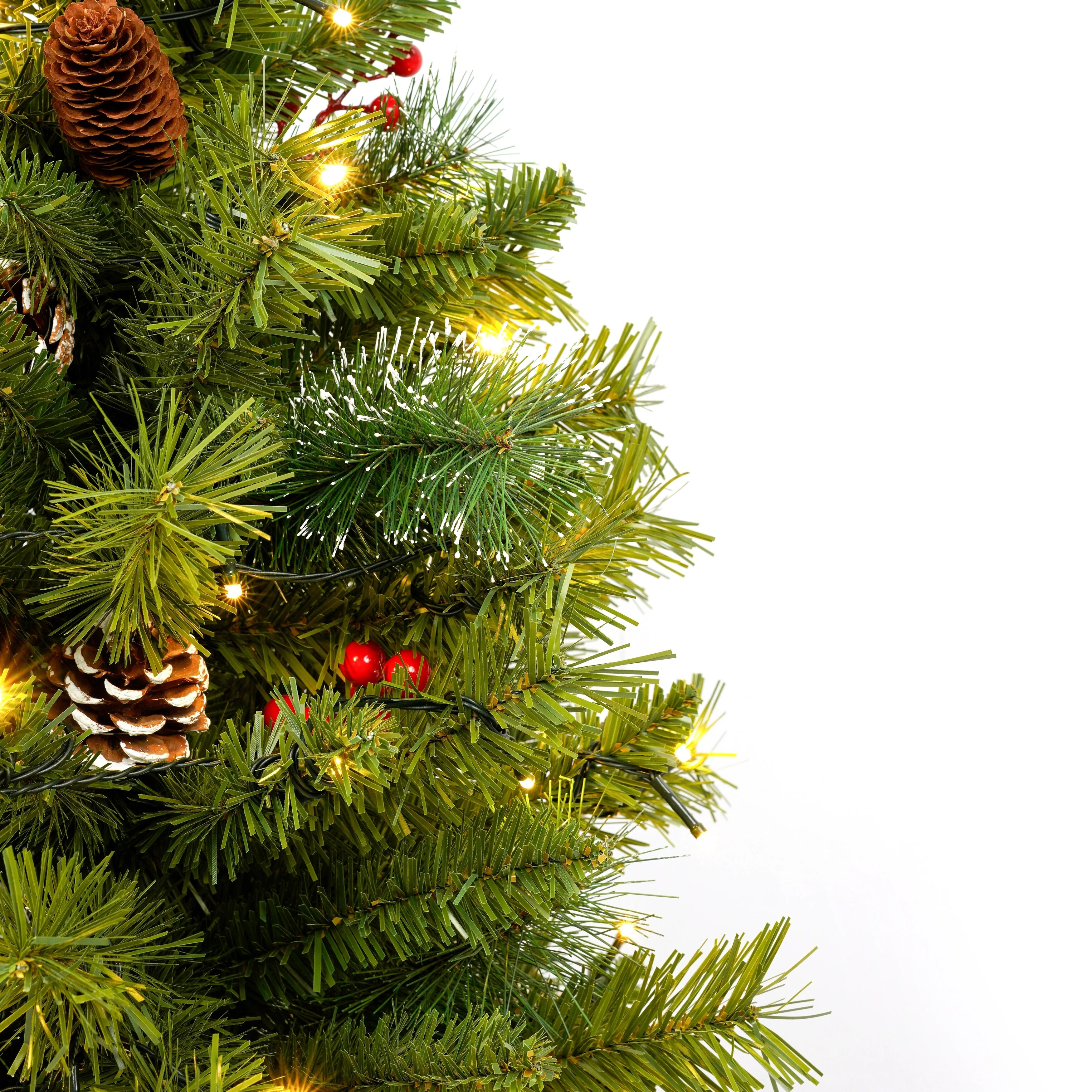 4-Piece Artificial Christmas Tree Set with LED Lights, 3FT Entrance Trees, Wreath & Garland.
